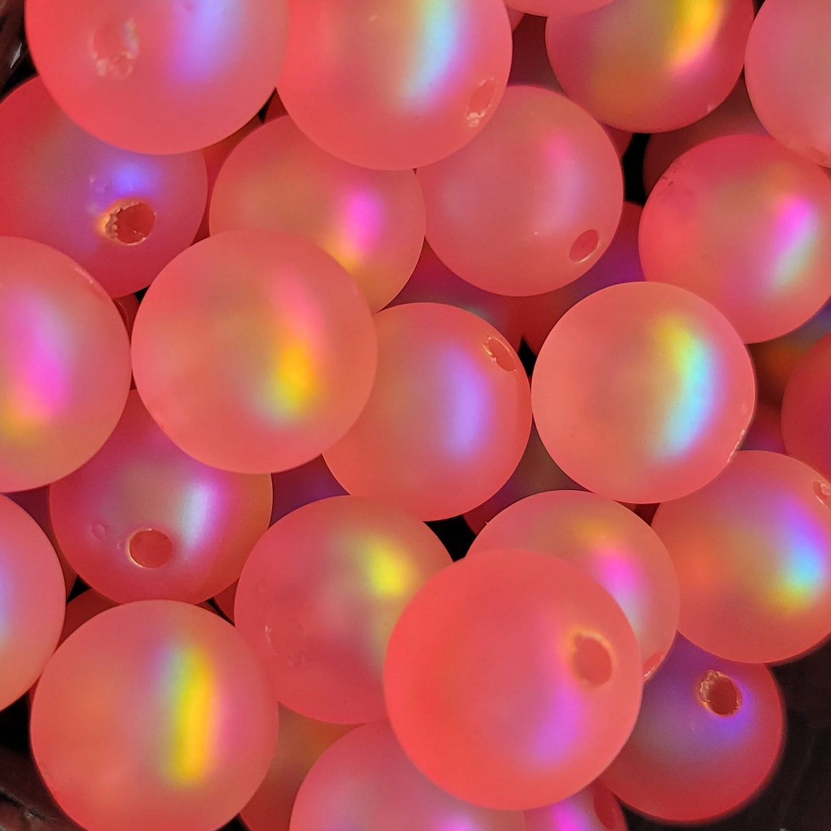 Pink frosted Acrylic beads- 20pcs