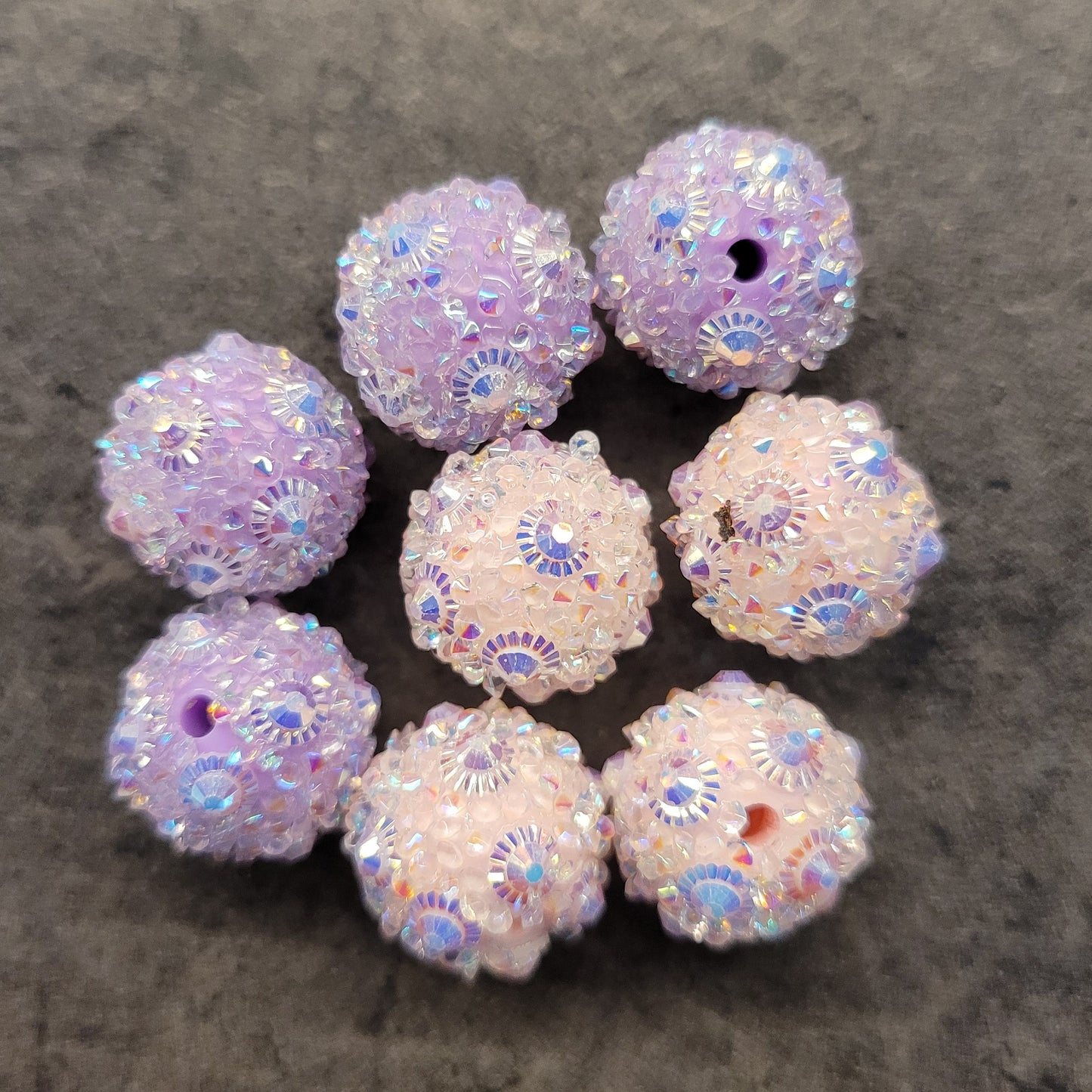 Pink and purple sugar spacer bead