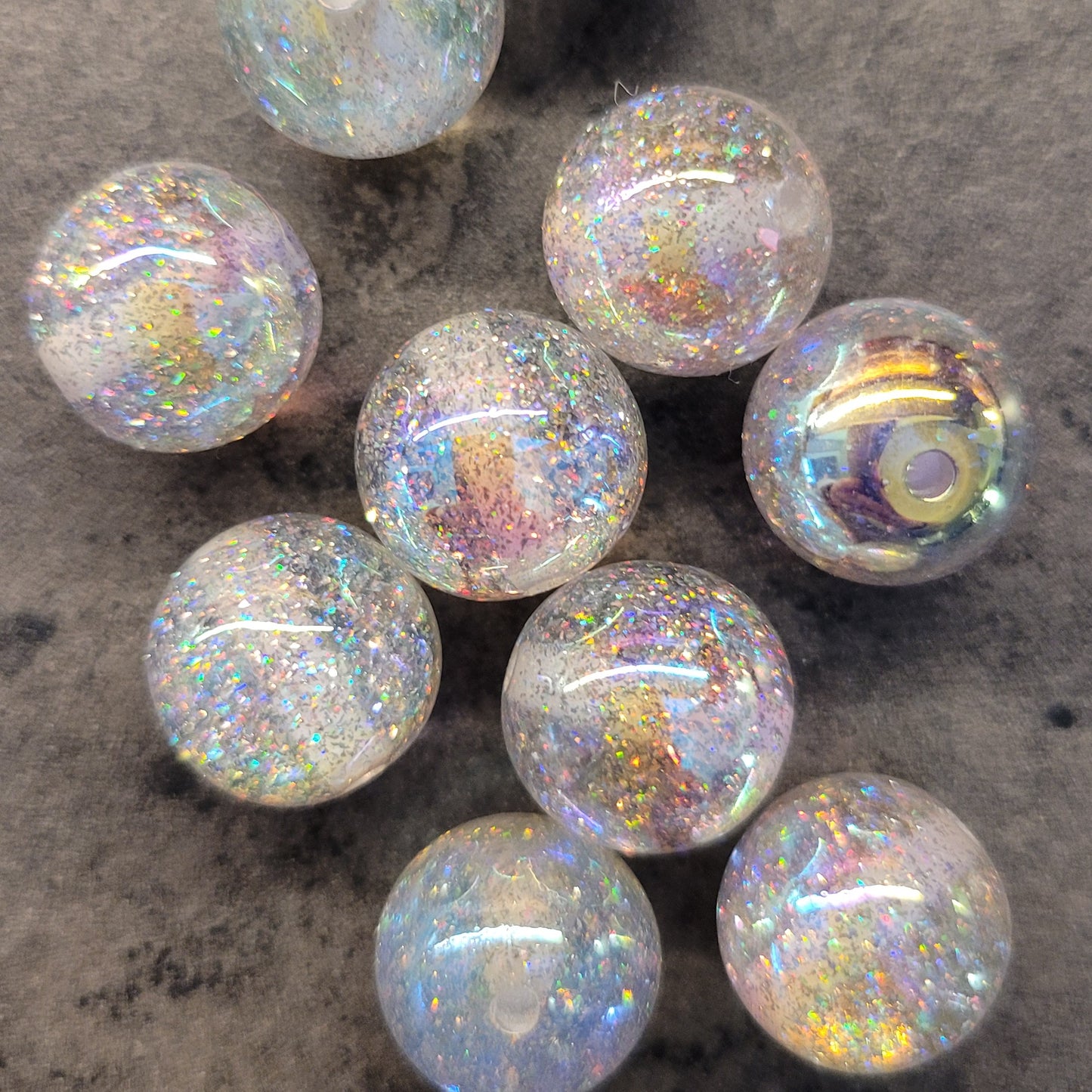 16 mm white galaxy beads