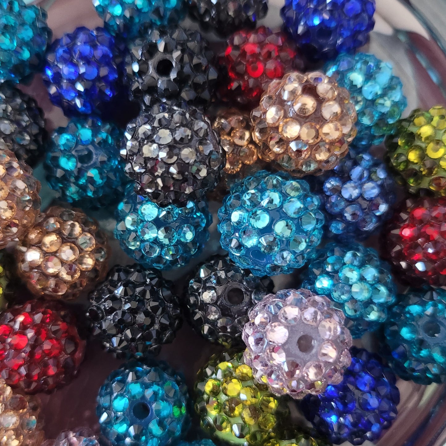 16mm acrylic shiny rhinestone bead- 20pcs