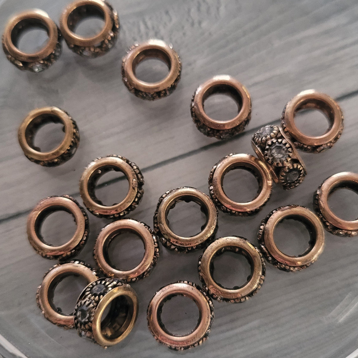 Spacer beads- bronze color big hole spacer