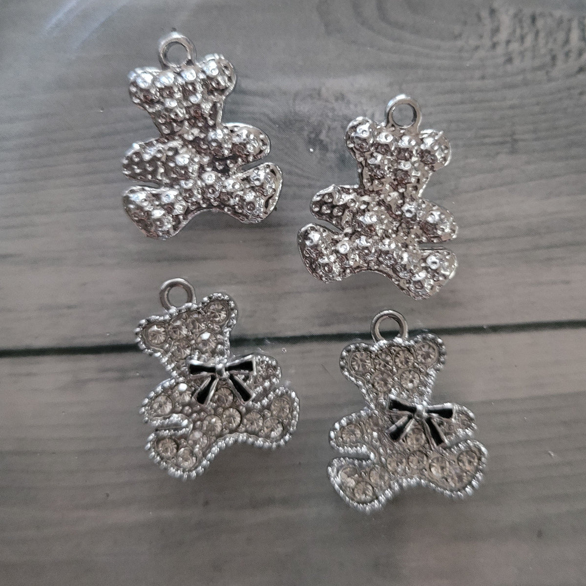 Charms silver metal teddy bear