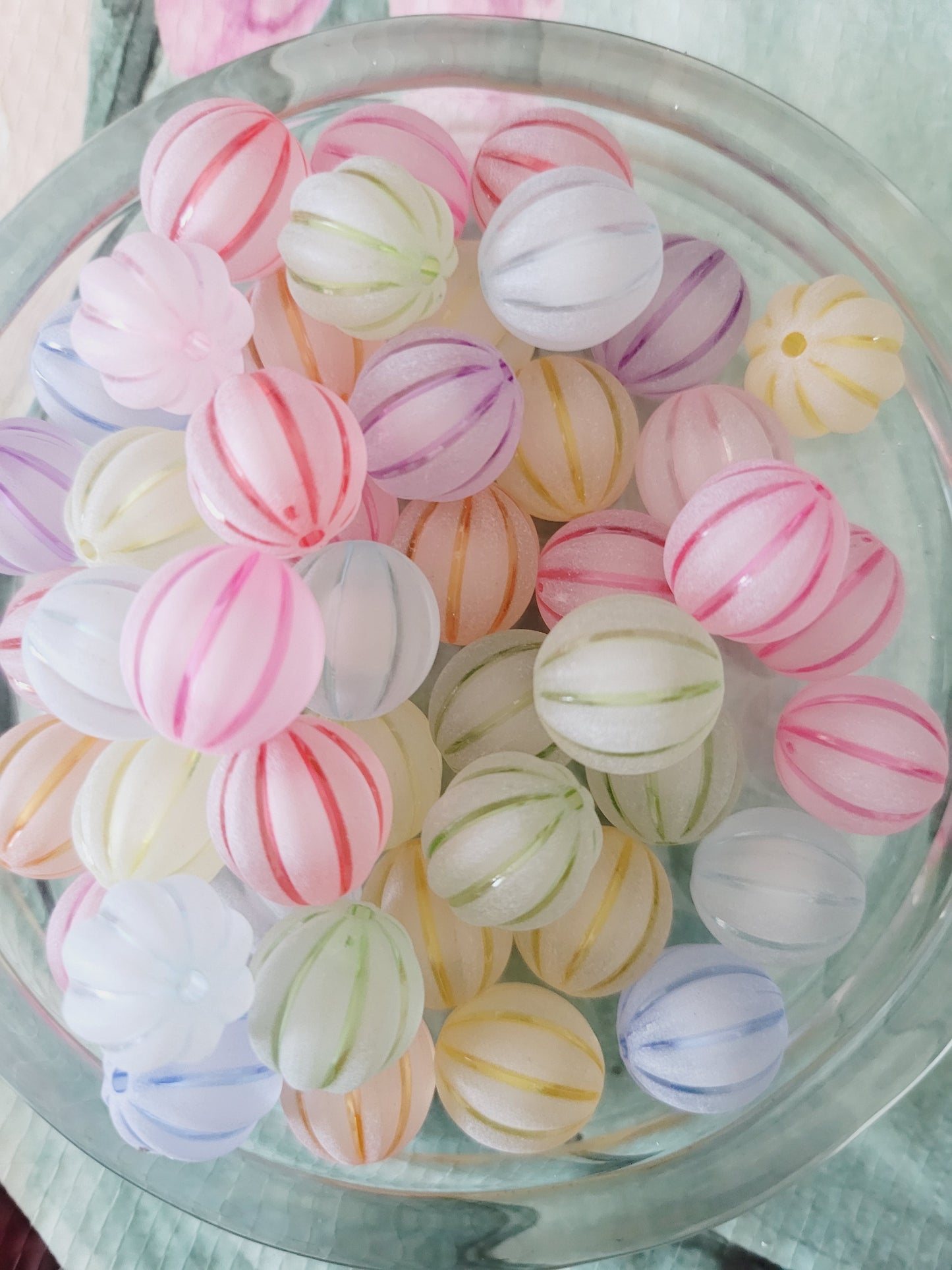 Frosted pumpkin beads- colorful- 20pcs