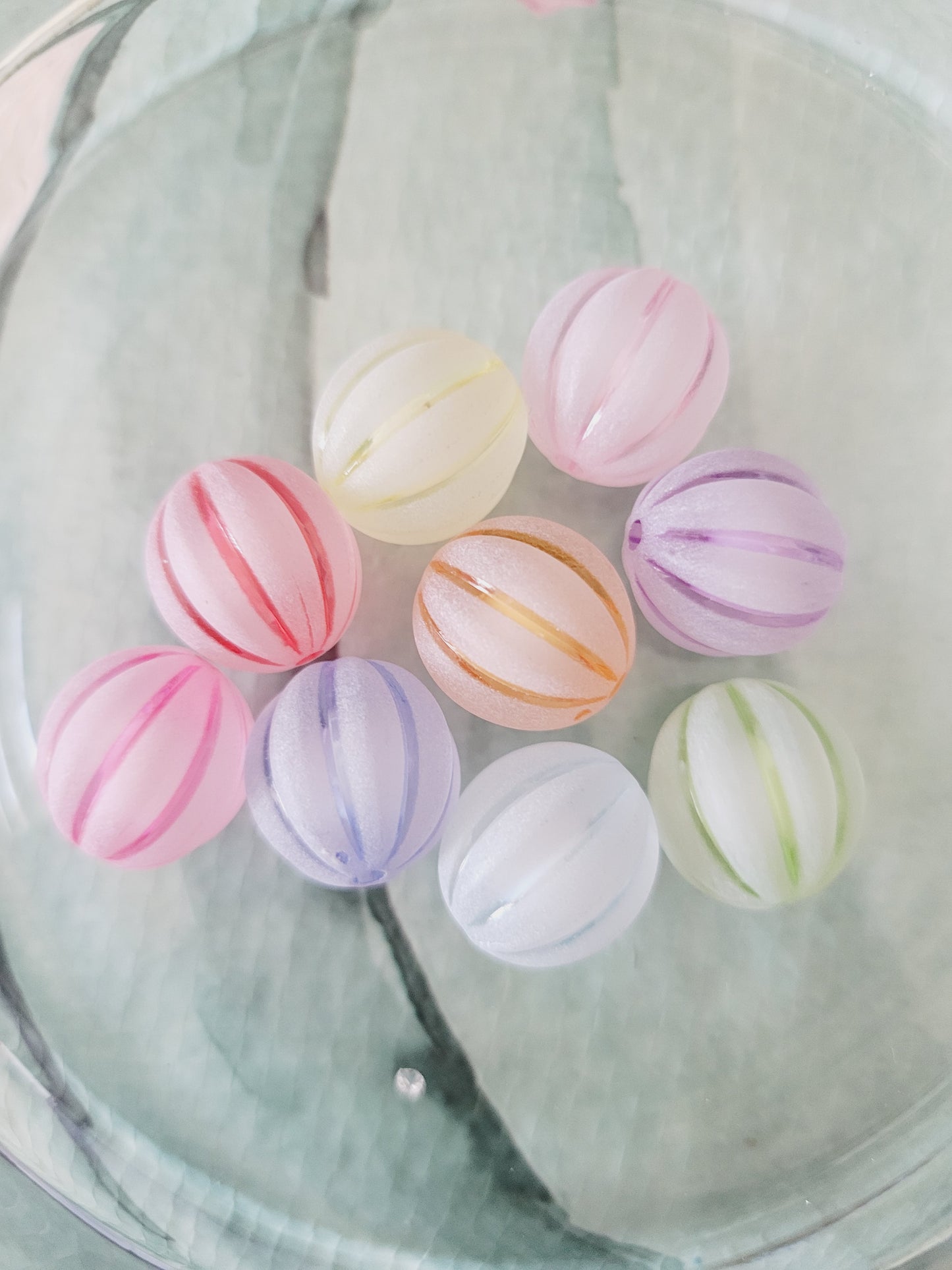 Frosted pumpkin beads- colorful- 20pcs