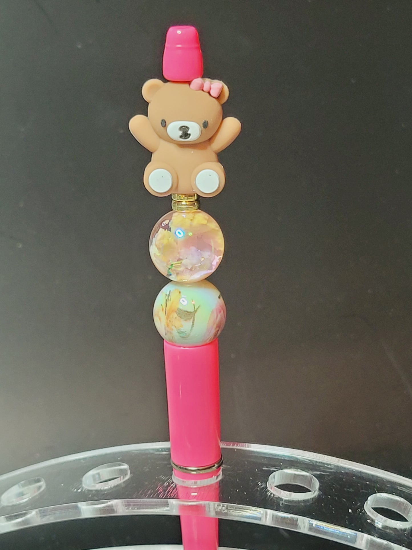 Pen 3D teddy bear with pink bow
