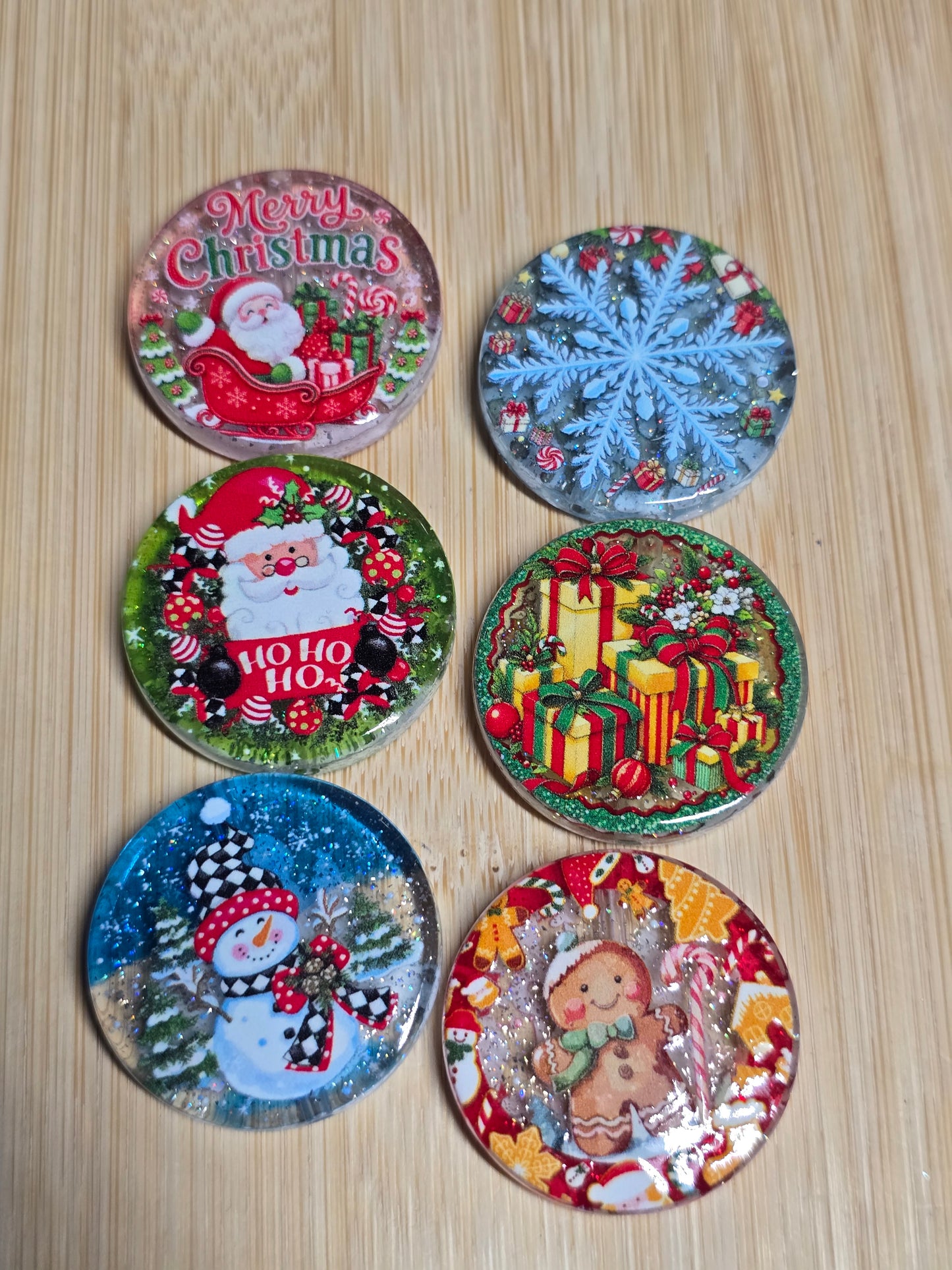 Acrylic flat round beads- christmas design