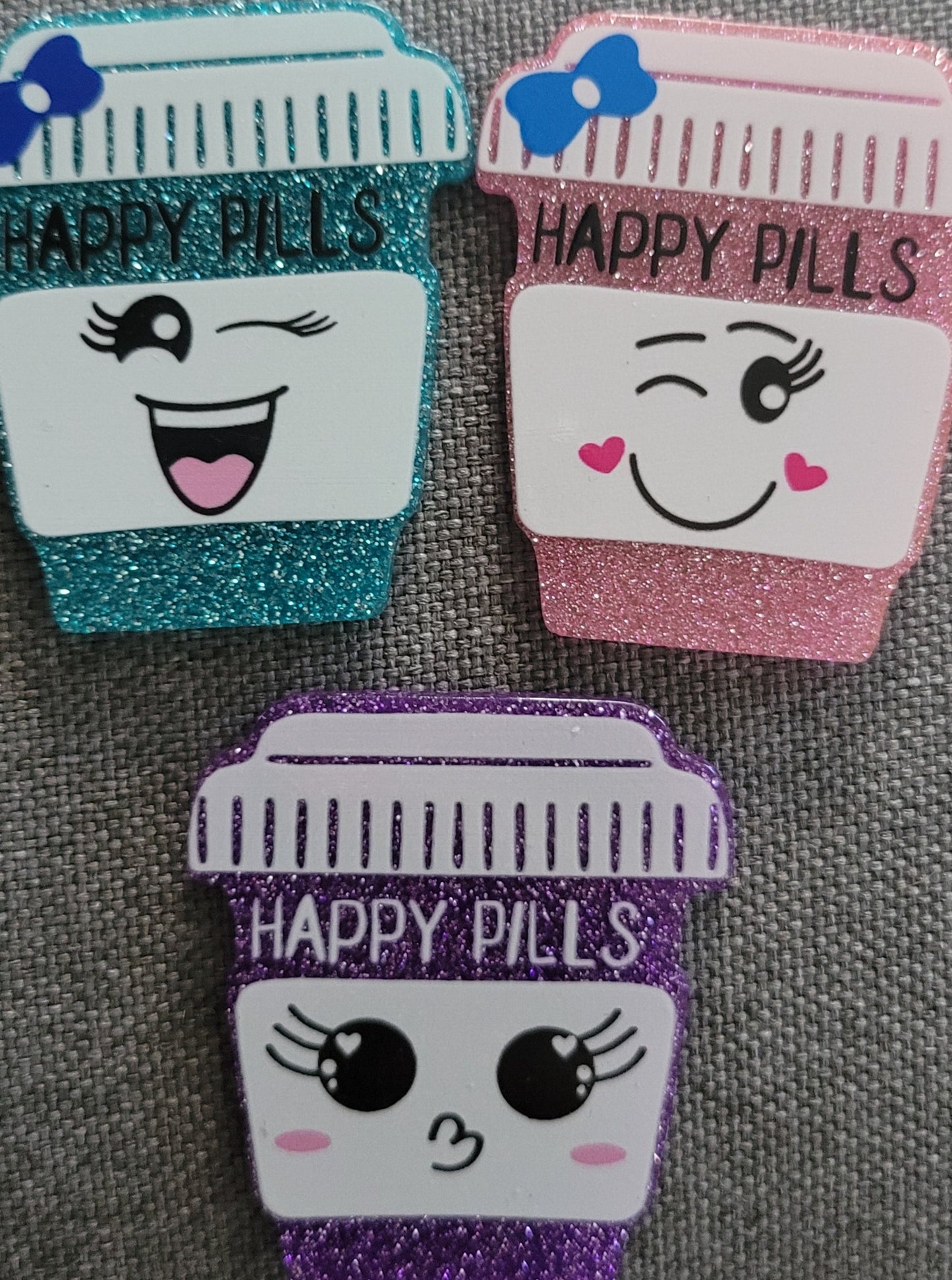 DIY acrylic flatback- happy pills smiley face