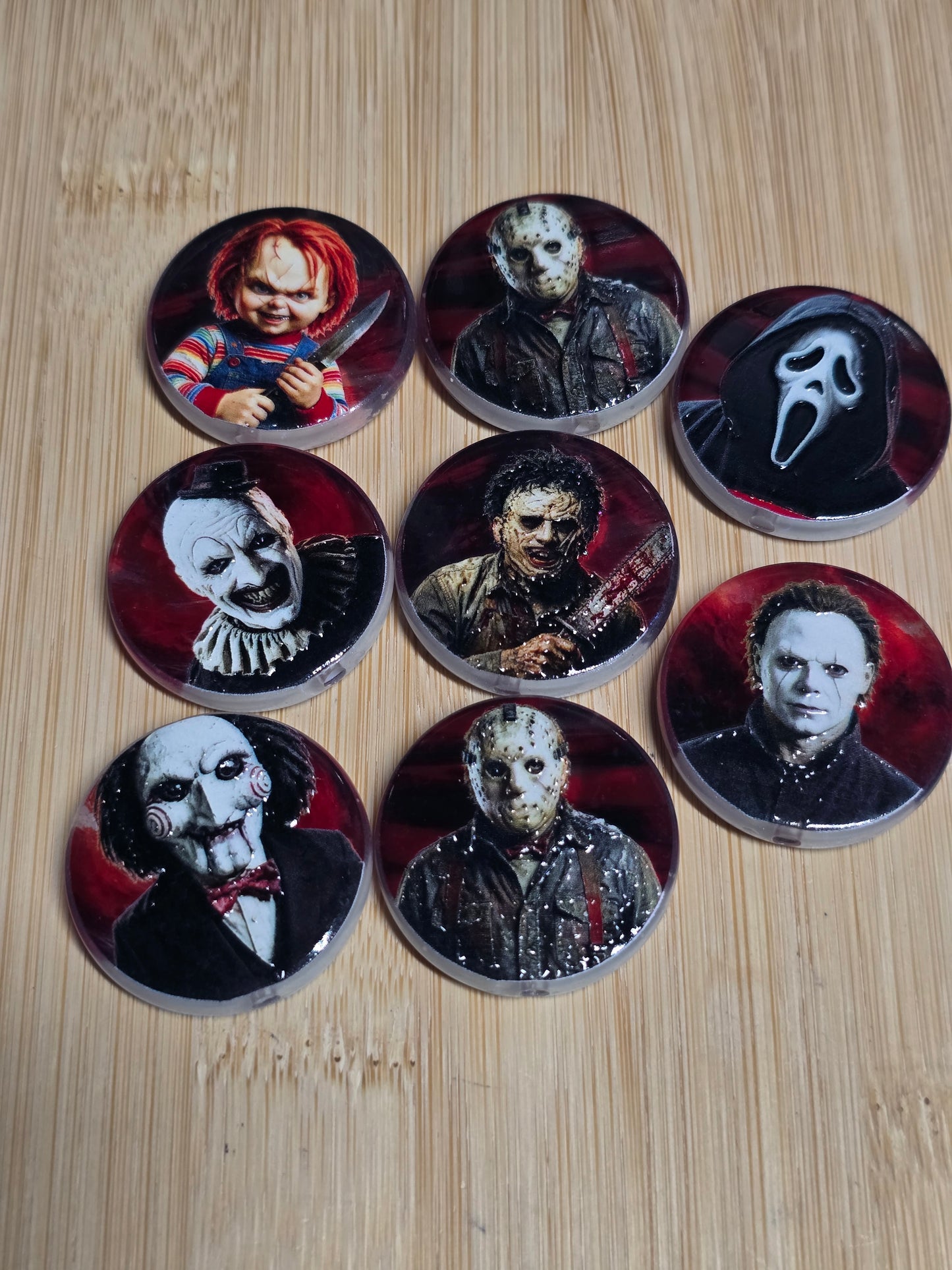 Acrylic flat round beads- horror characters