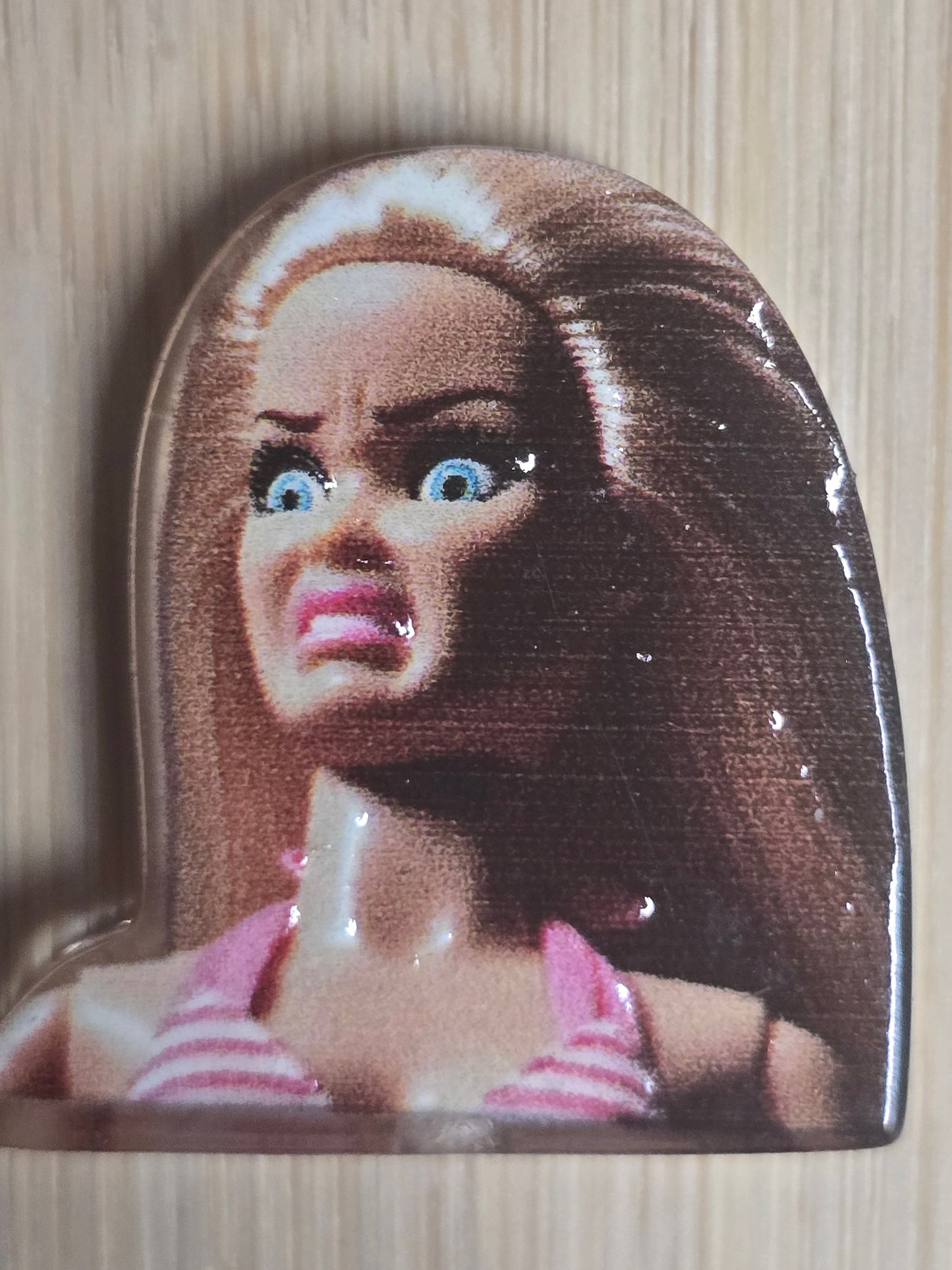 Acrylic focal beads funny face barbie
