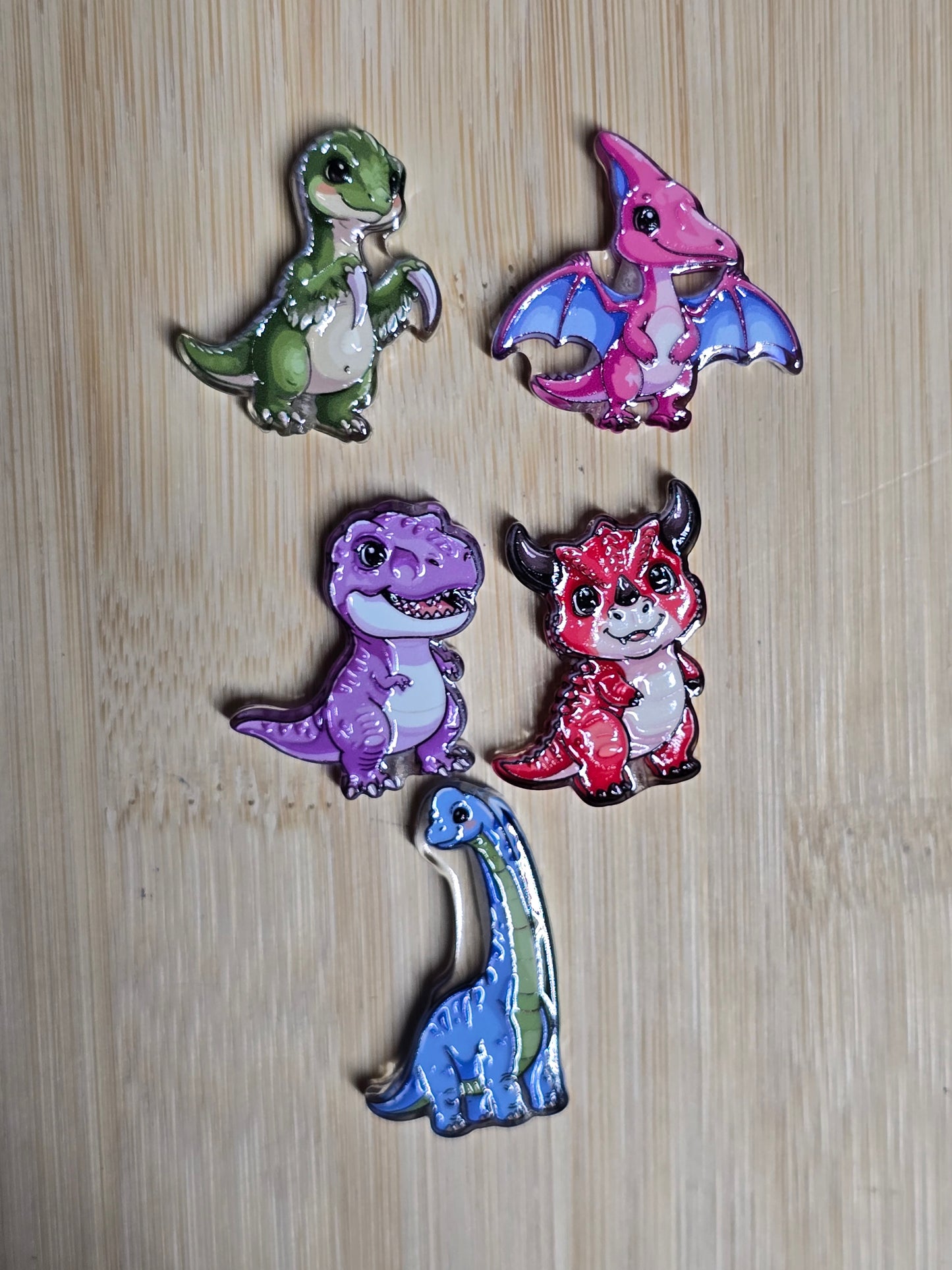 Acrylic focal beads- colorful dinosaurs random mix