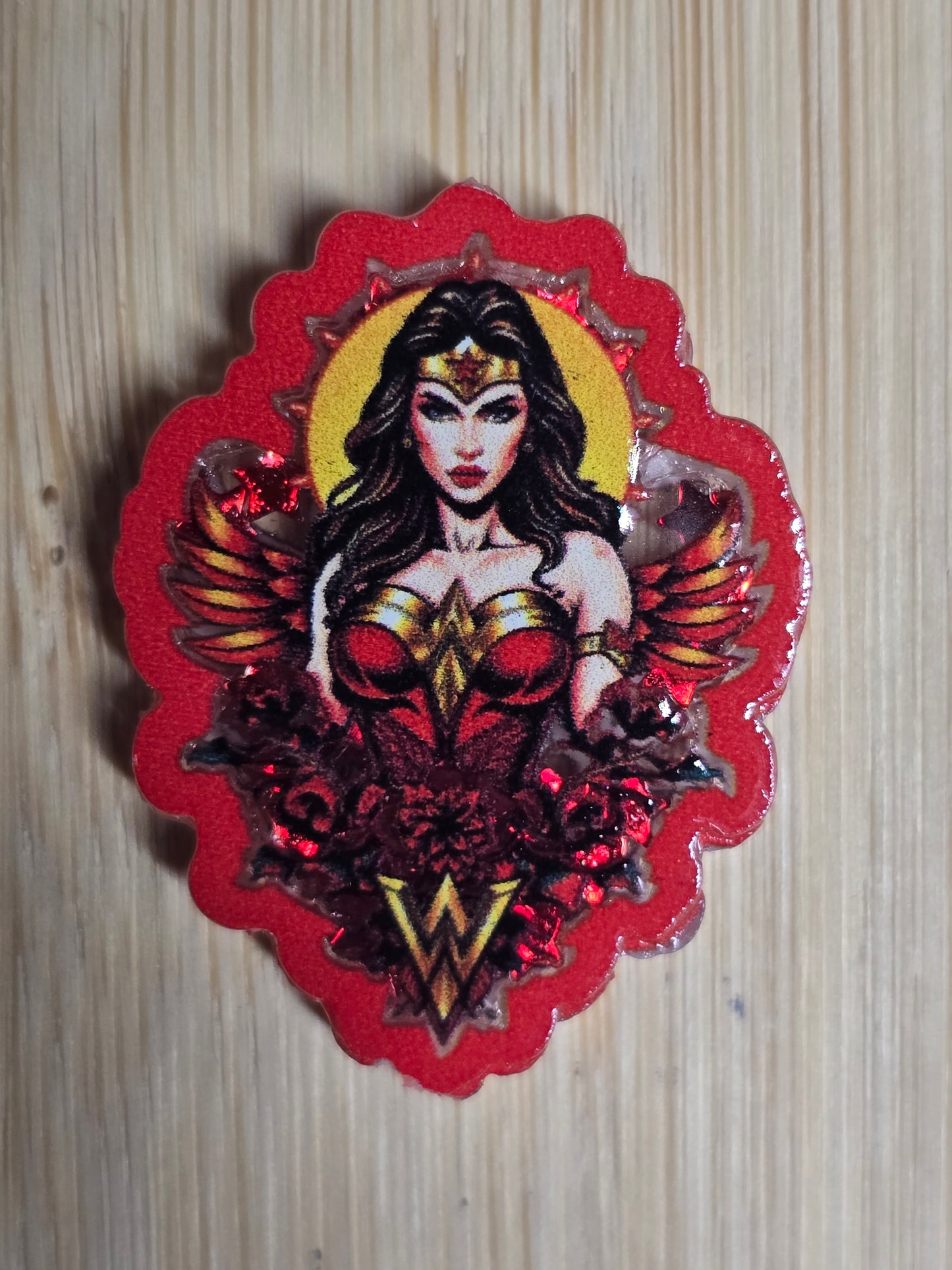 Acrylic focal beads shaker style wonder woman