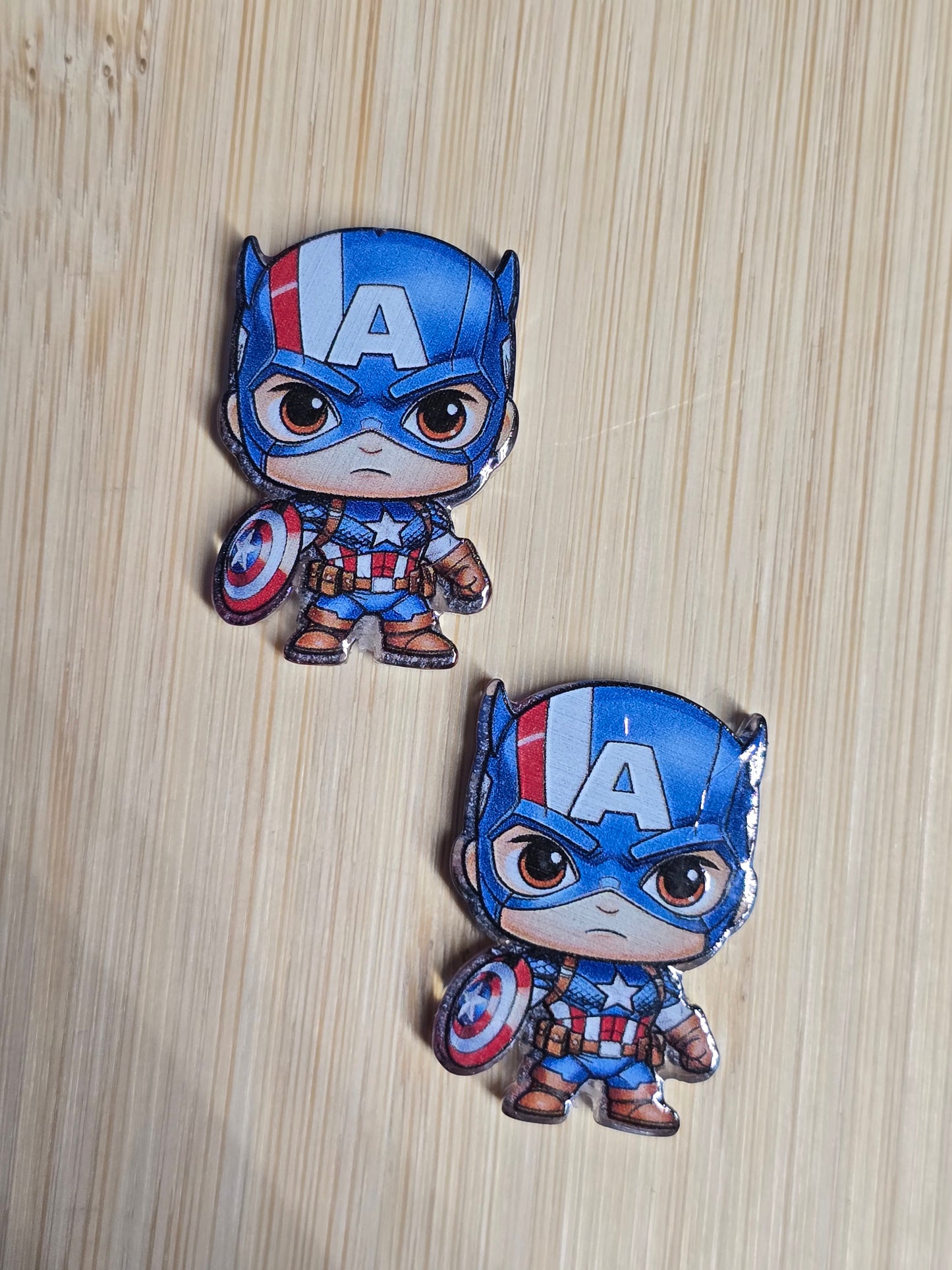 Acrylic focal beads- superhero capt.