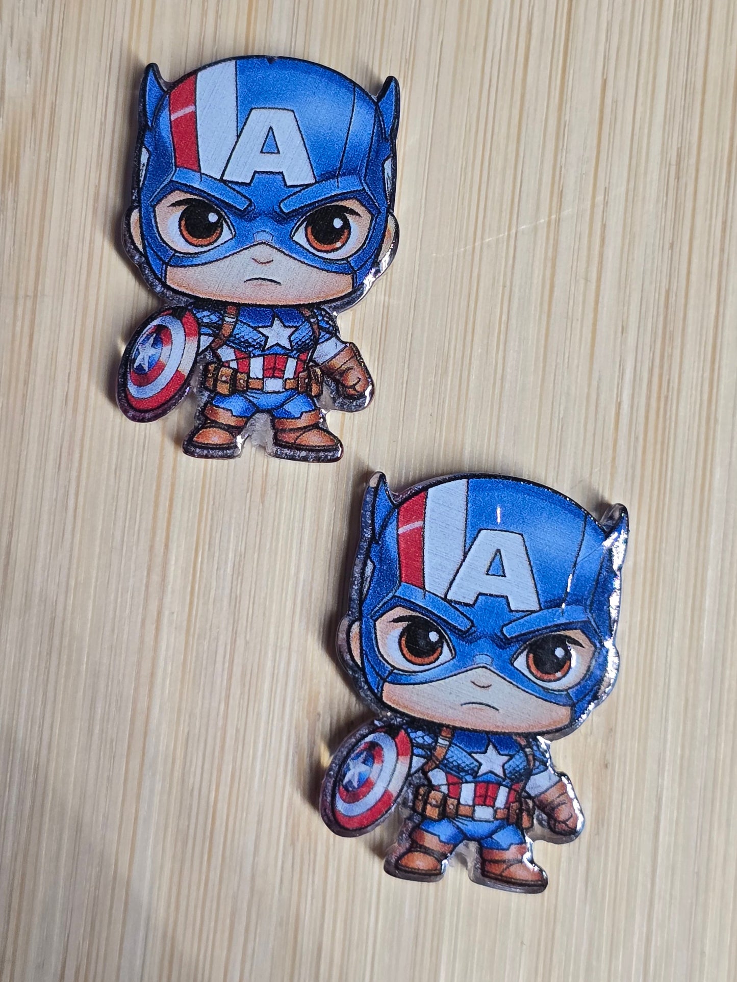 Acrylic focal beads- superhero capt.