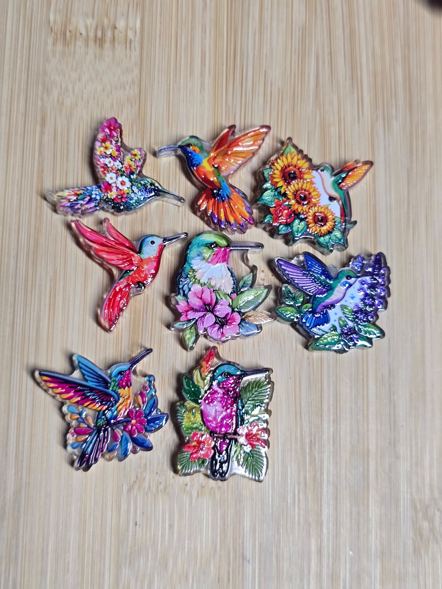 Acrylic focal beads- hummingbirds