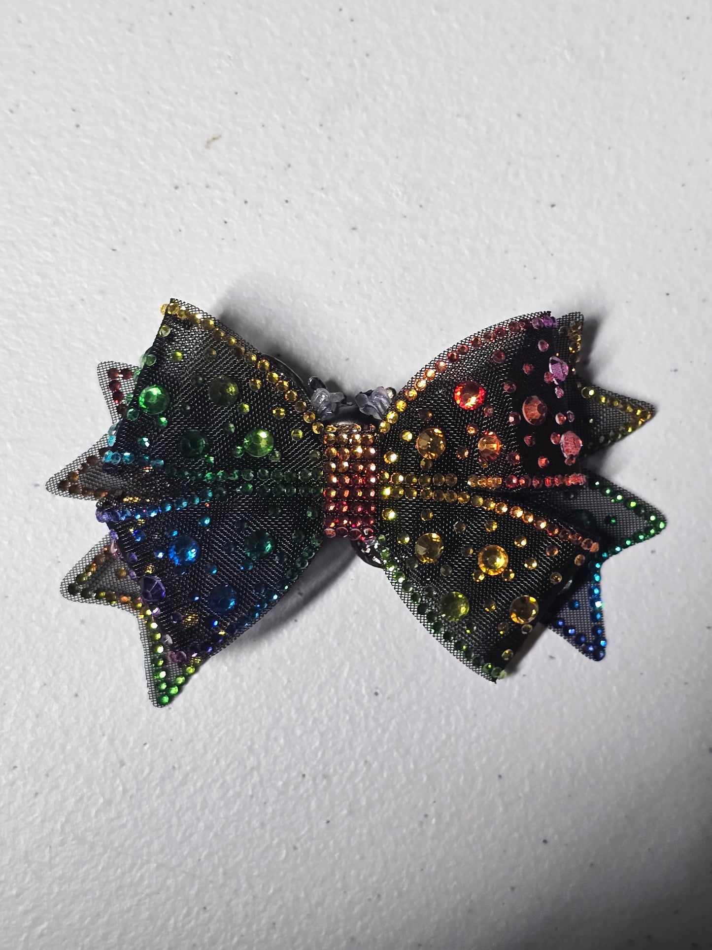 Acrylic bead dark colored ribbon with rhinestones