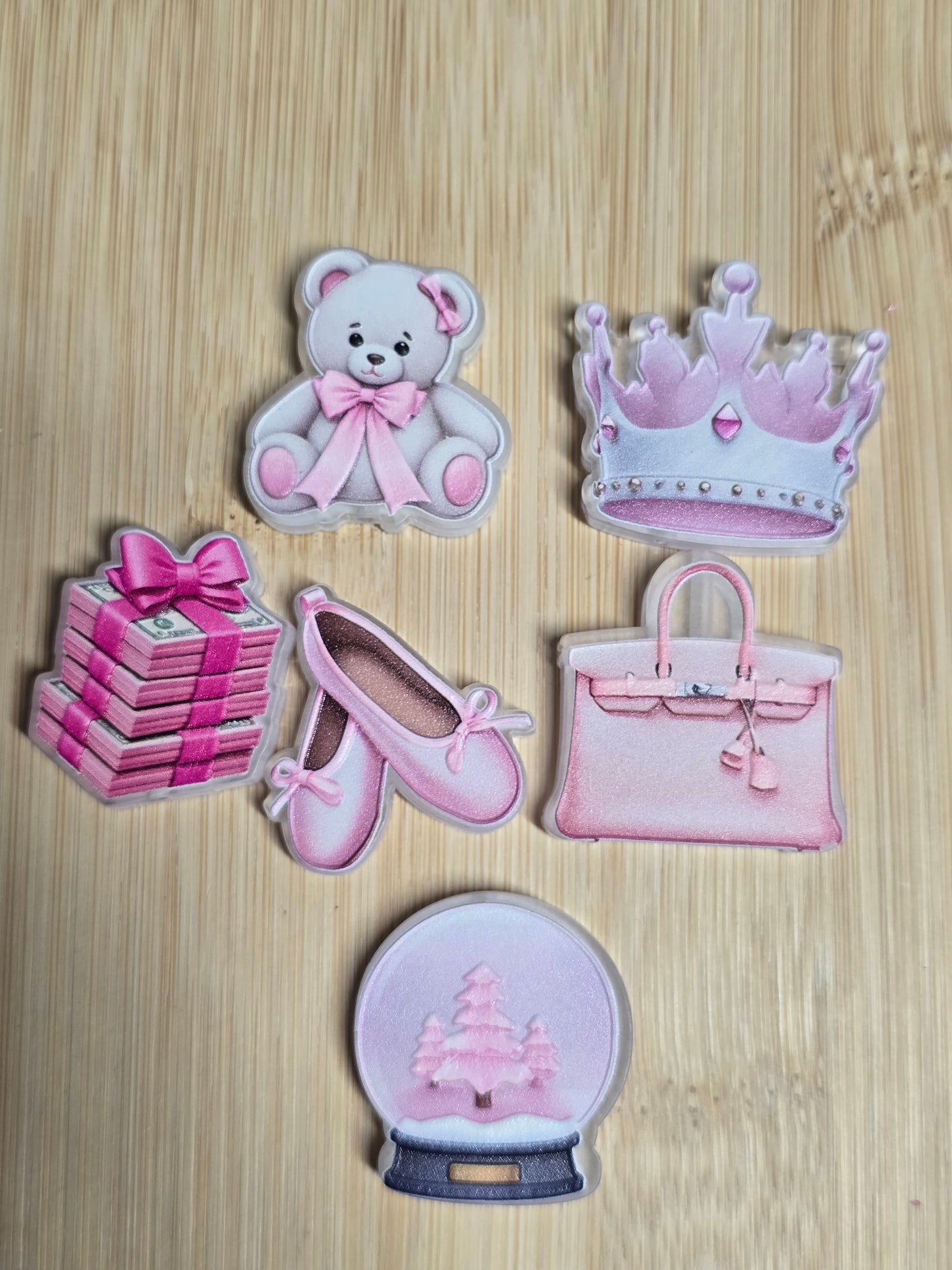 Acrylic focal beads pink themed