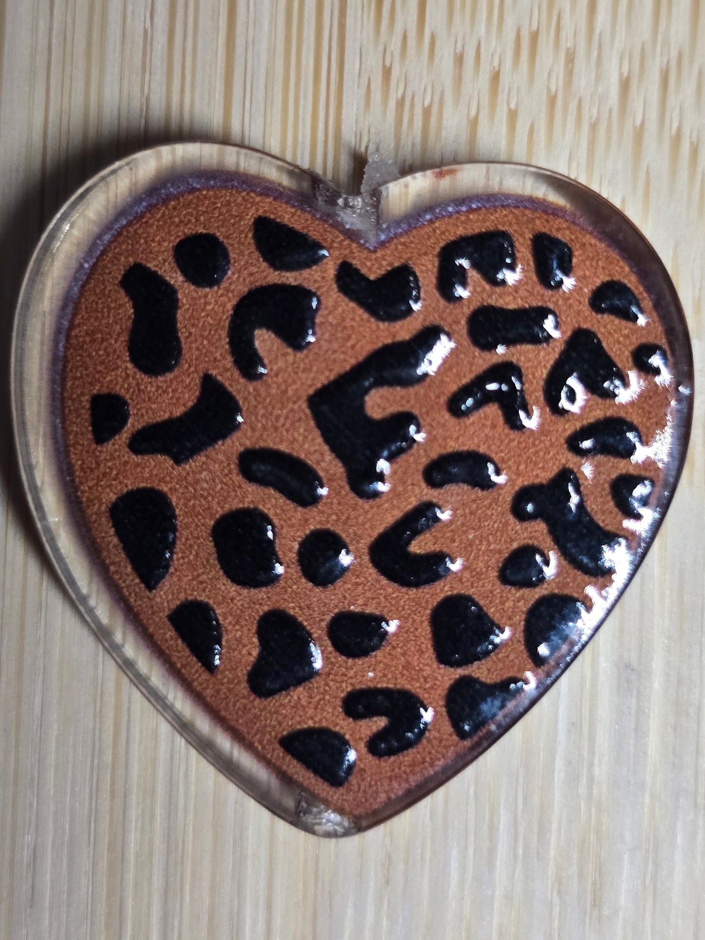 Acrylic focal beads cow print heart