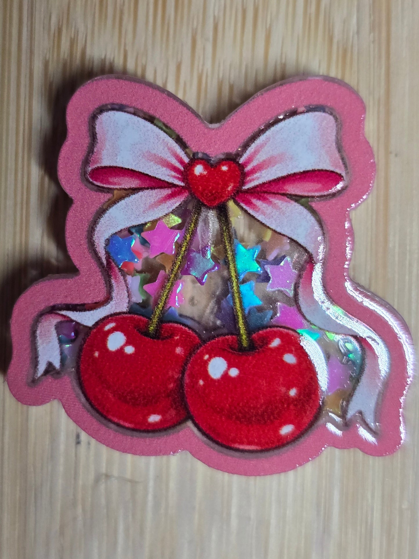 Acrylic shaker focal beads cherry bow