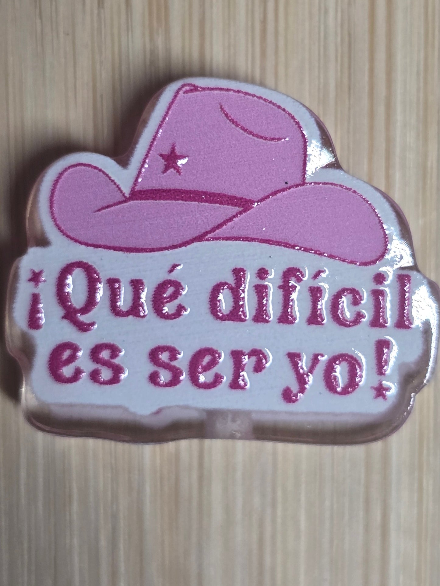 Acrylic focal beads pink cowboy hat- Spanish
