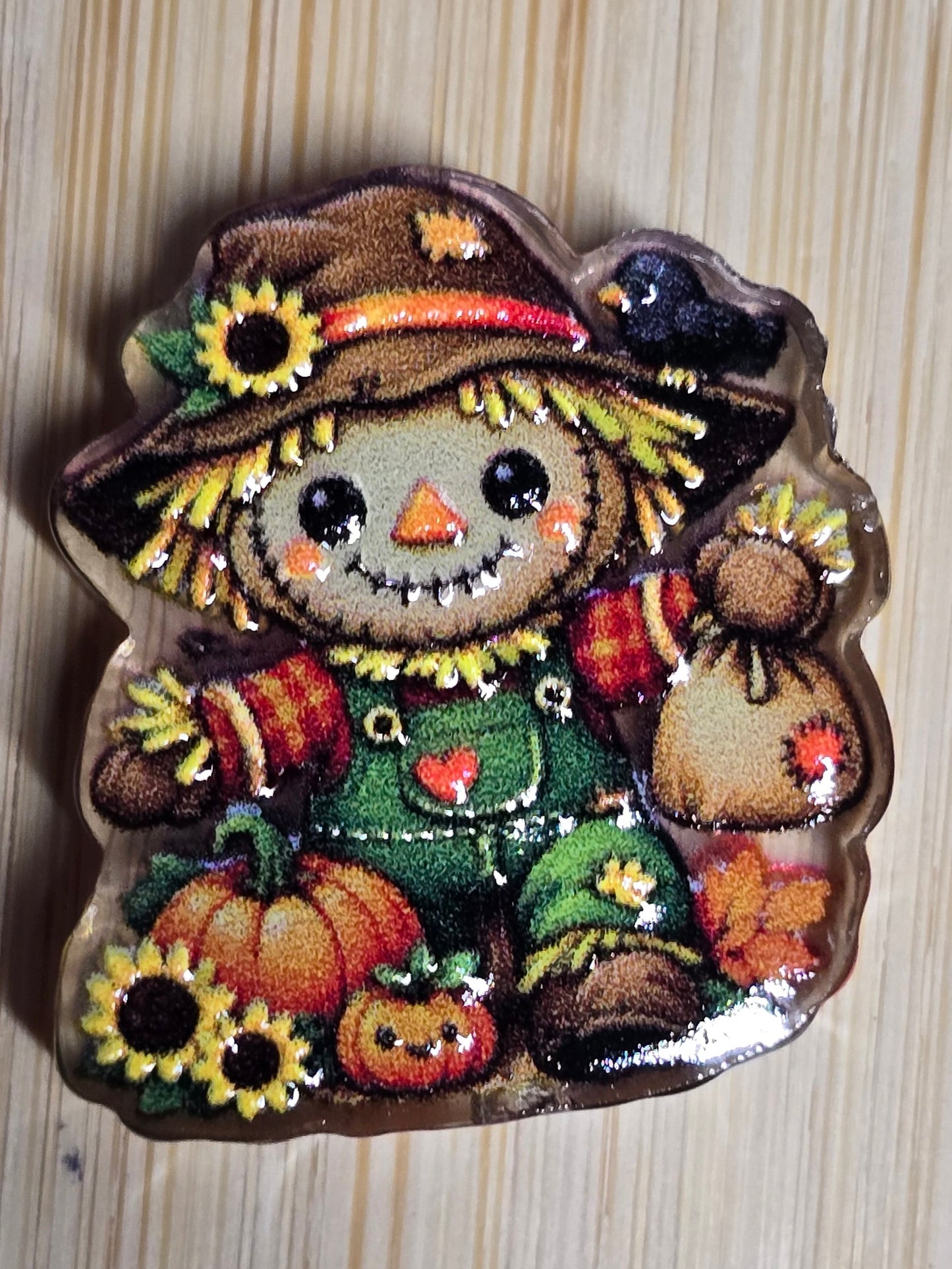 Acrylic focal beads- cute fall scarecrow