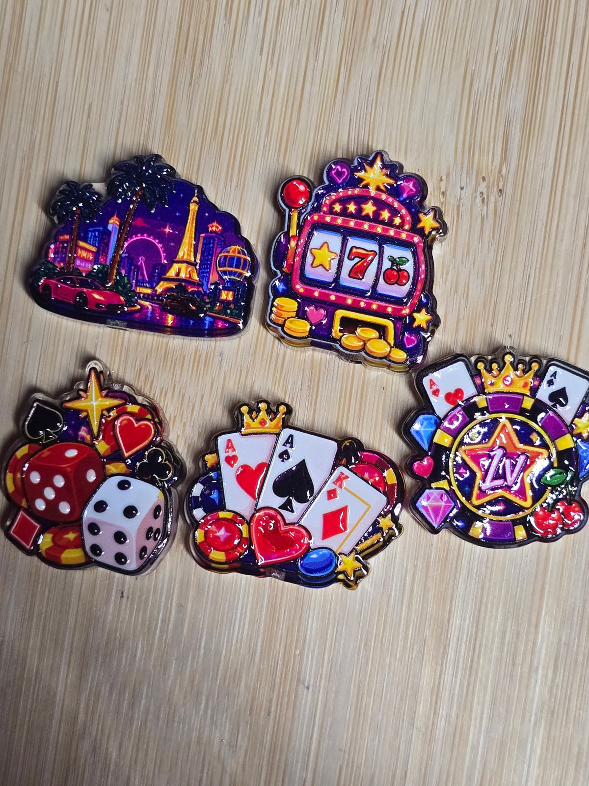 Acrylic focal beads- casino themed