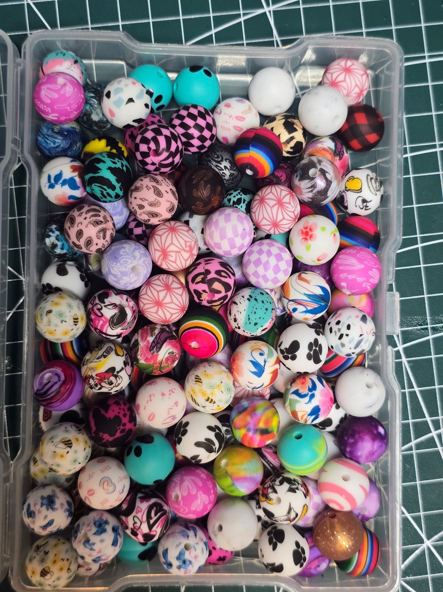 15mm printed silicone beads- random mix