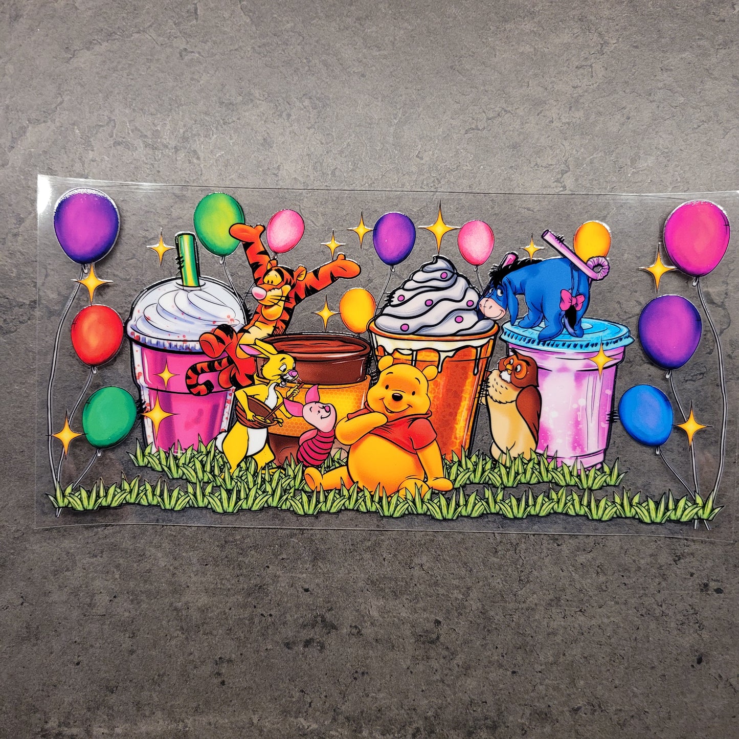 Cup wraps yellow bear and balloons