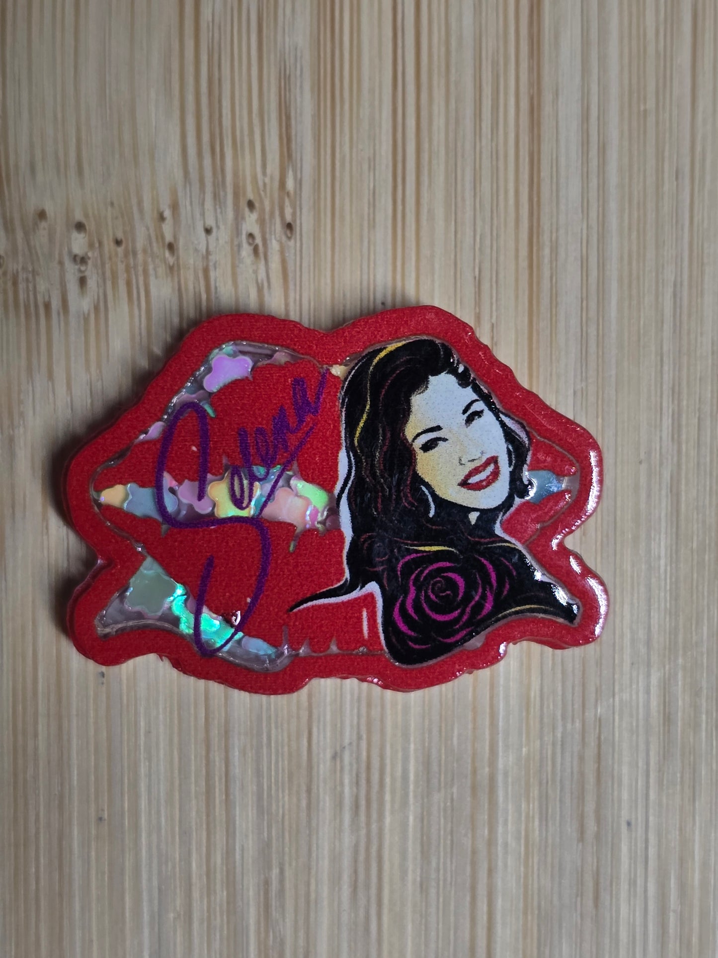 Acrylic focal beads shaker style red lips very popular singer Selena