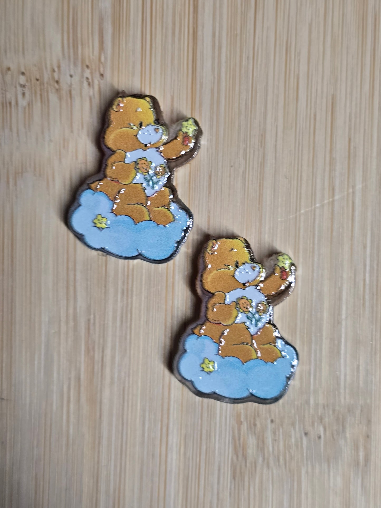 Acrylic focal beads- yellow bear on cloud