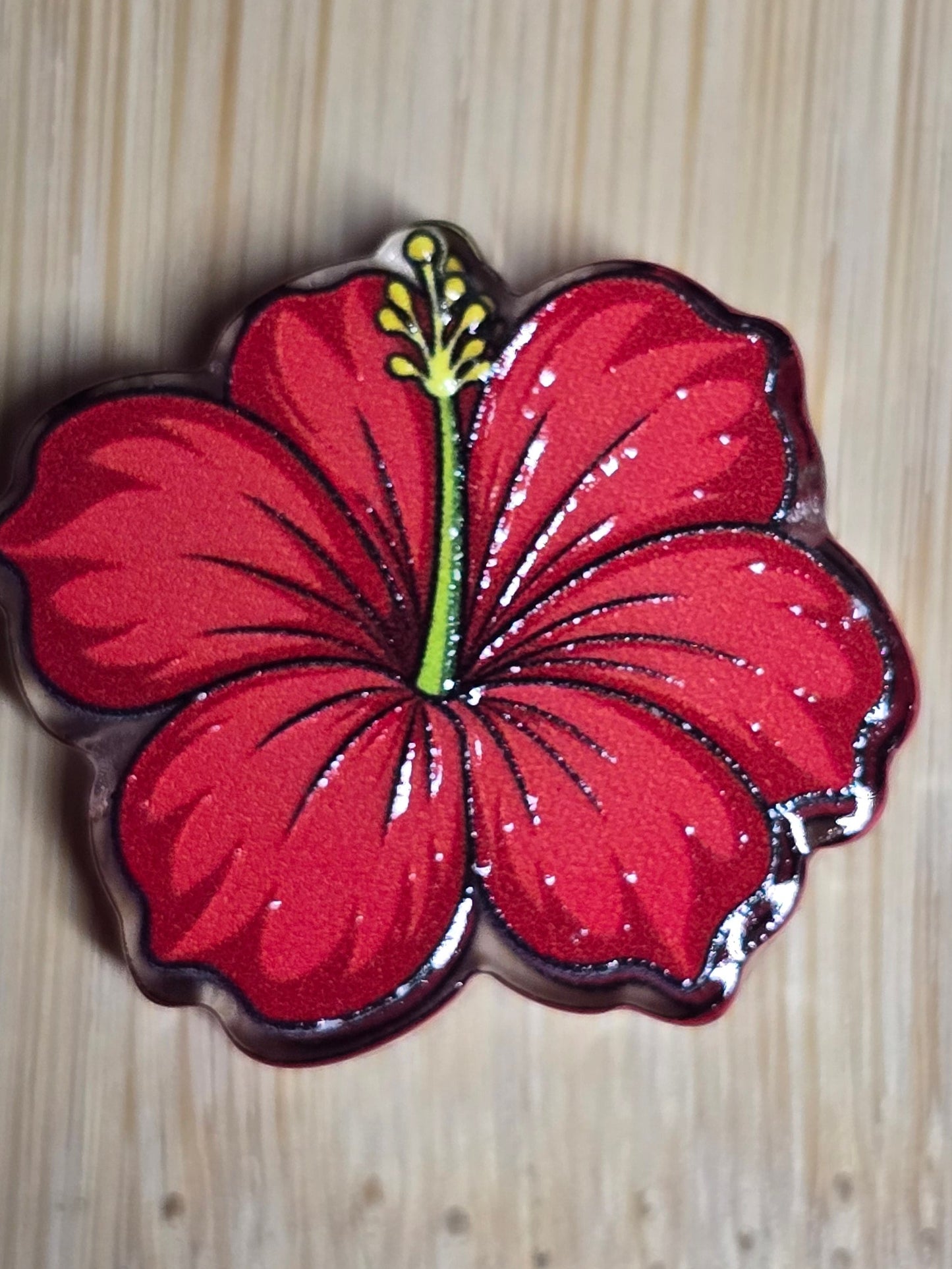 Acrylic focal beads tropical flowers