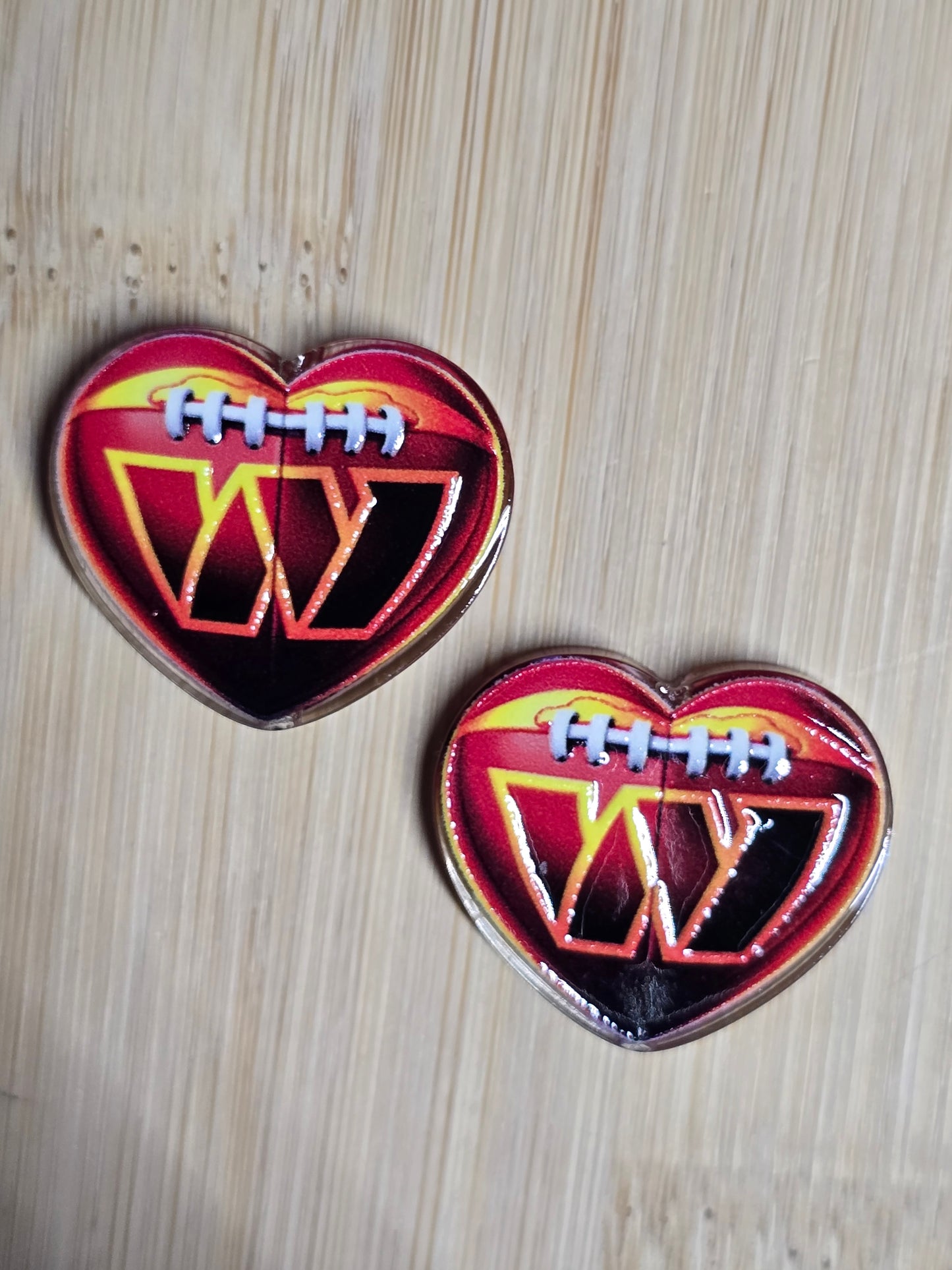 Acrylic focal beads NFL heart shape teams