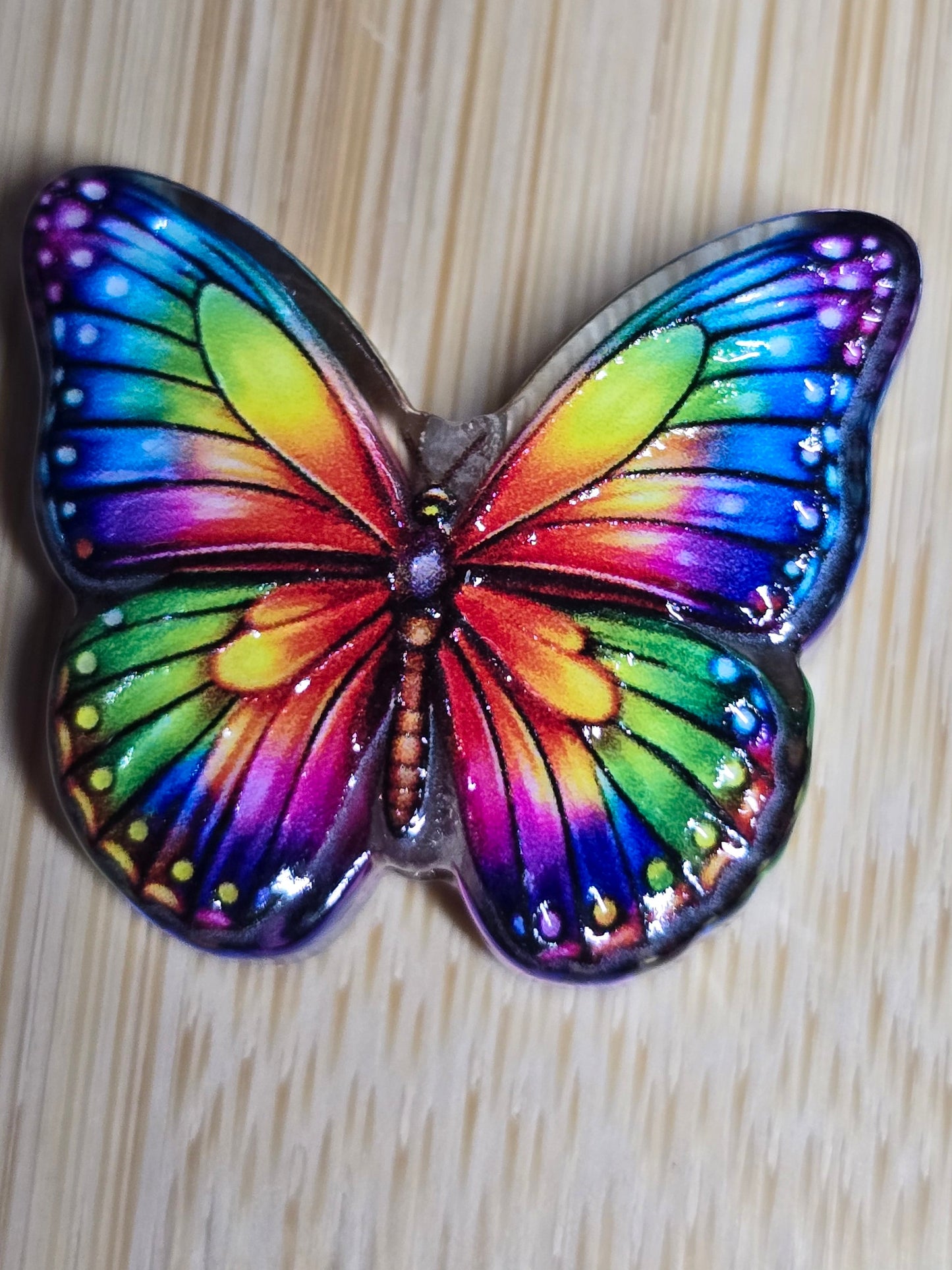 Acrylic focal beads colorful rainbow butterfly