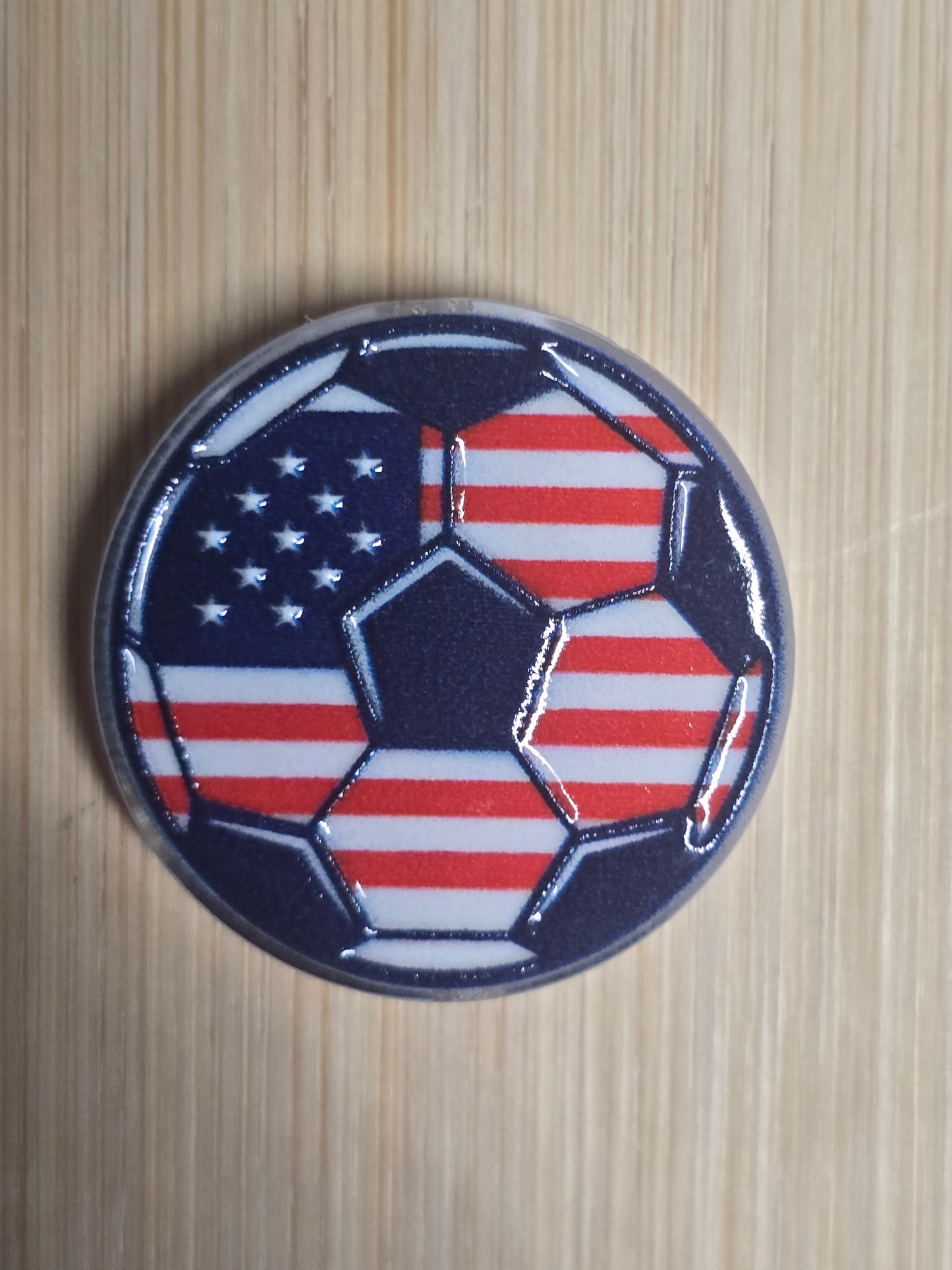 Acrylic focal beads soccer ball American flag