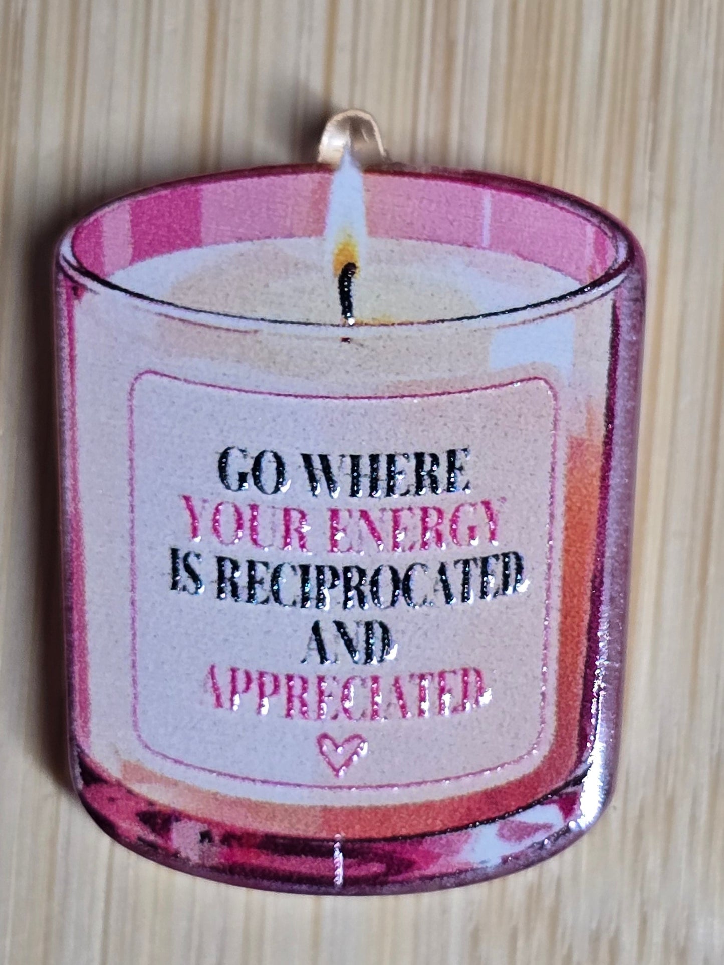 Acrylic focal beads candle with inspirational saying