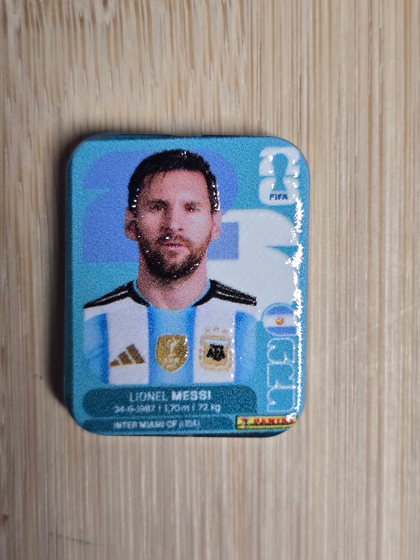 Acrylic focal beads soccer player