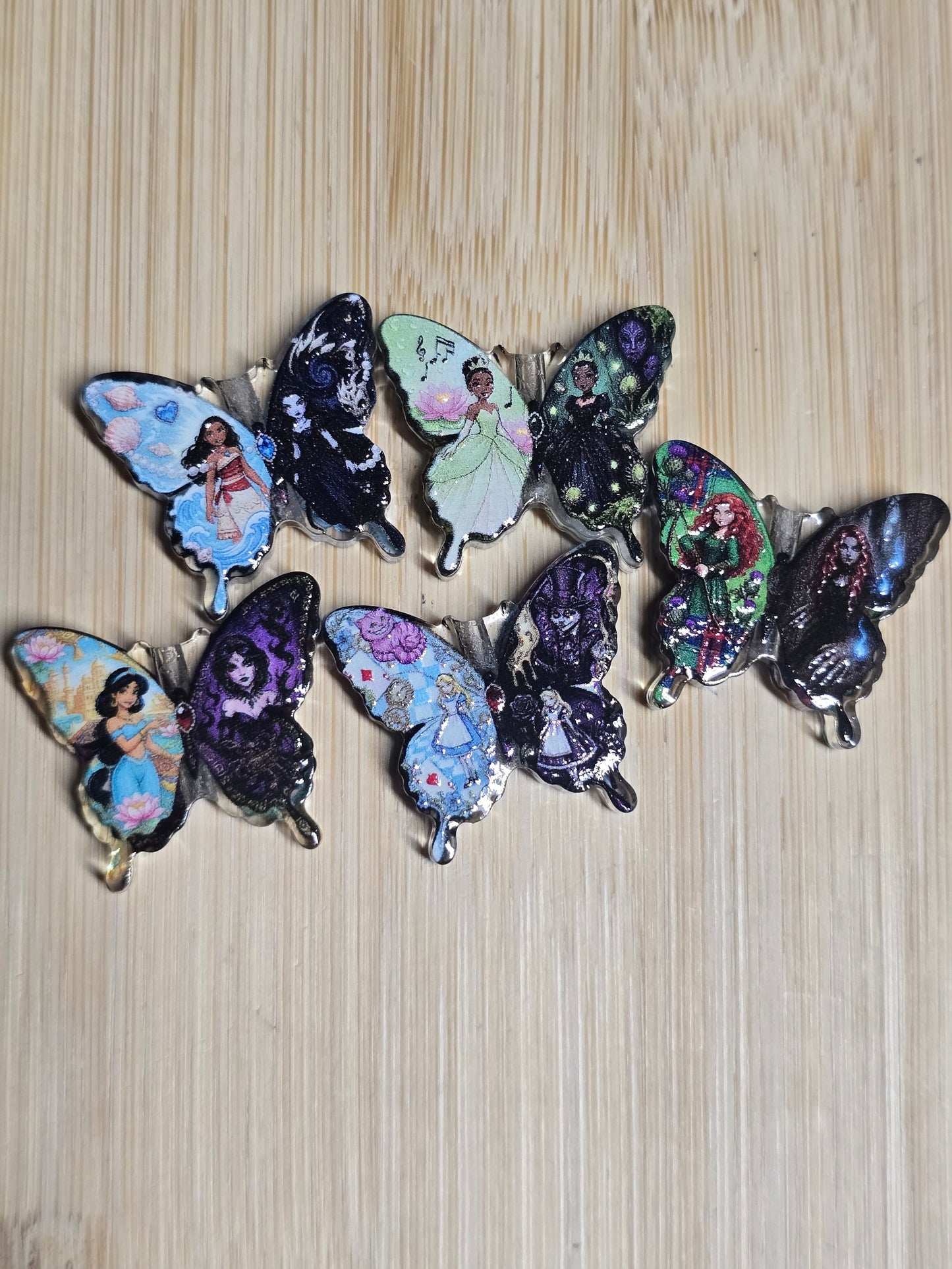 Acrylic focal beads random DS butterfly princess mix