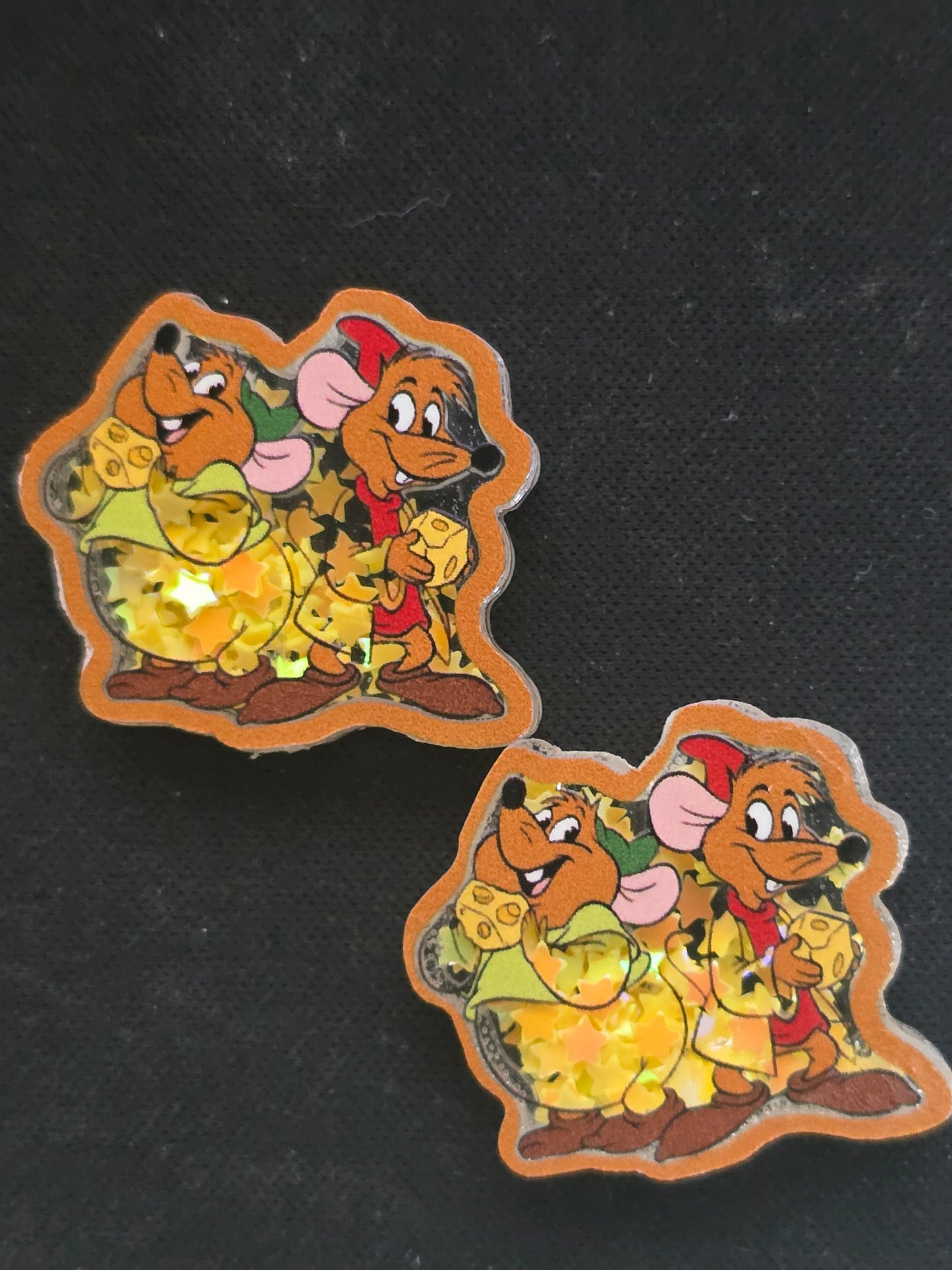 Acrylic focal beads- DS blue princess mice friends