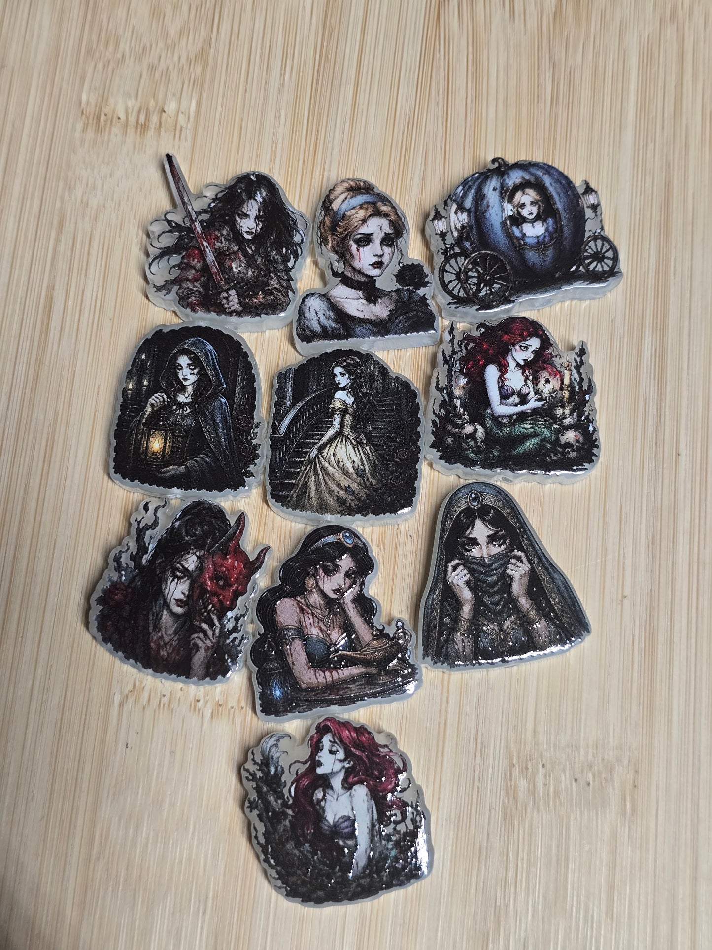 Acrylic focal beads glow in the dark princess mix 10pcs