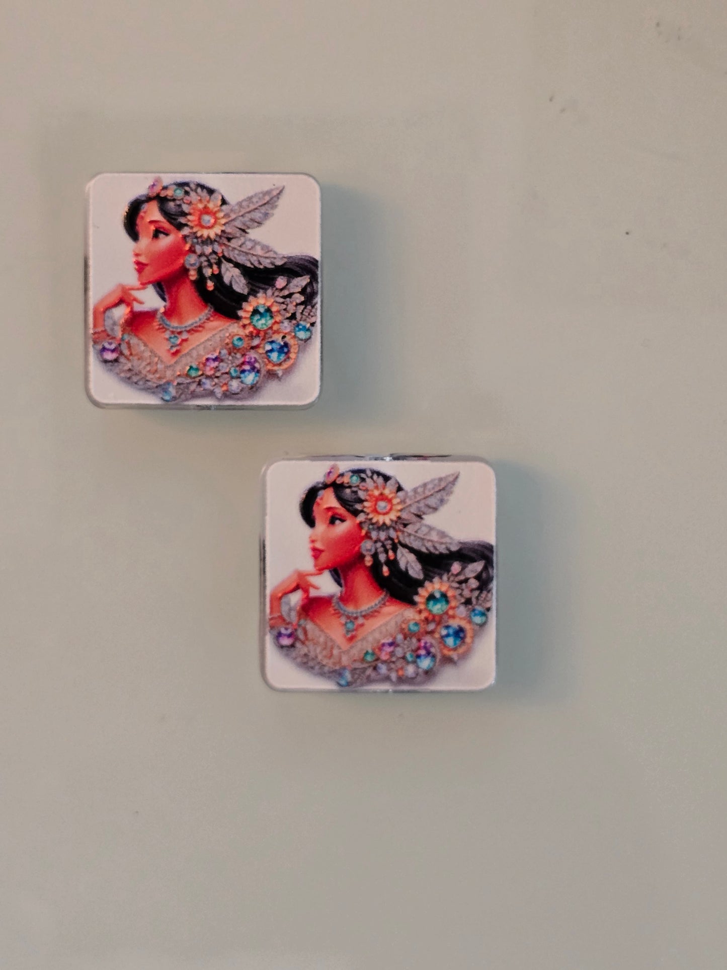 Acrylic focal beads DS princess long black hair