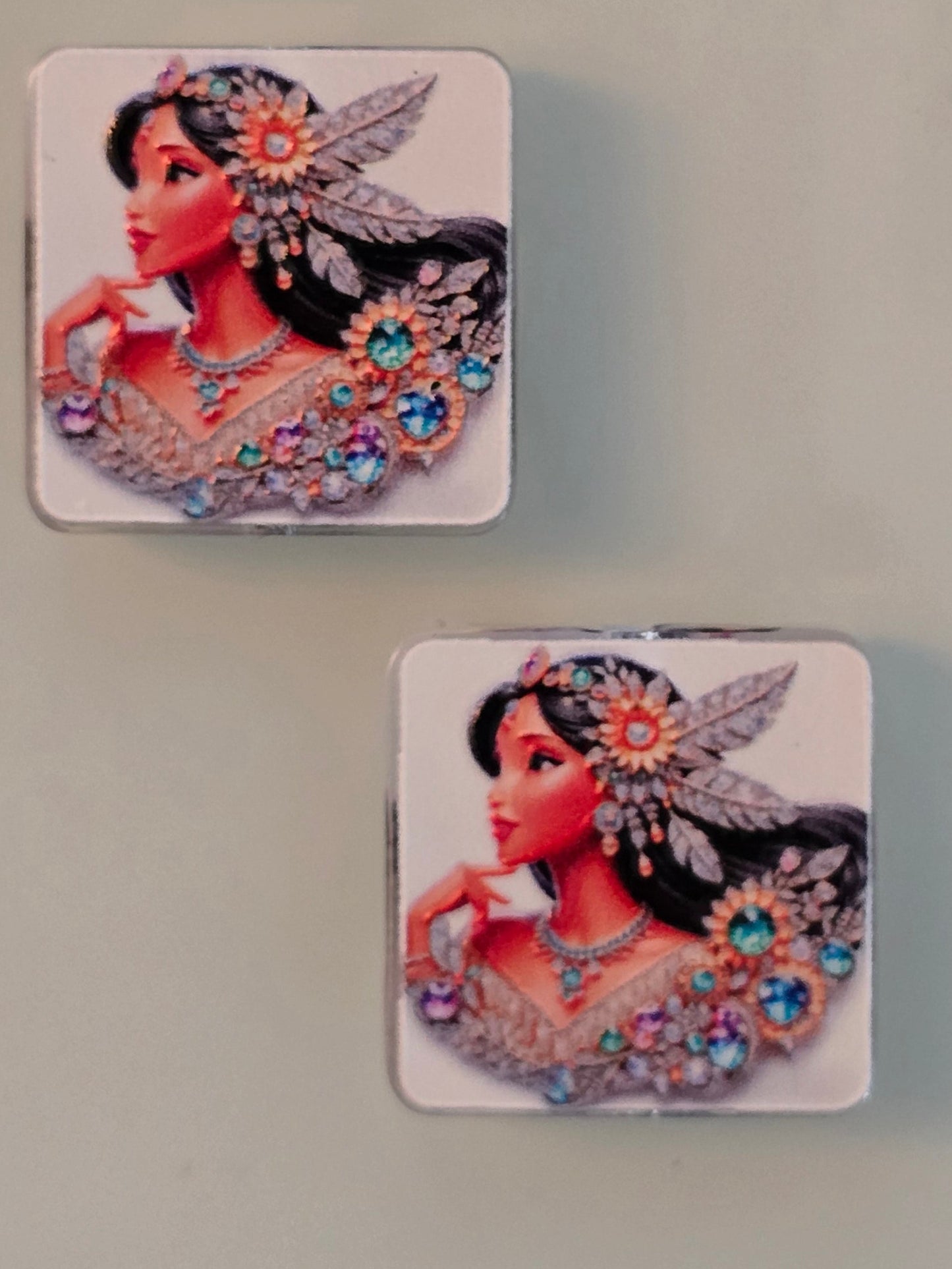 Acrylic focal beads DS princess long black hair