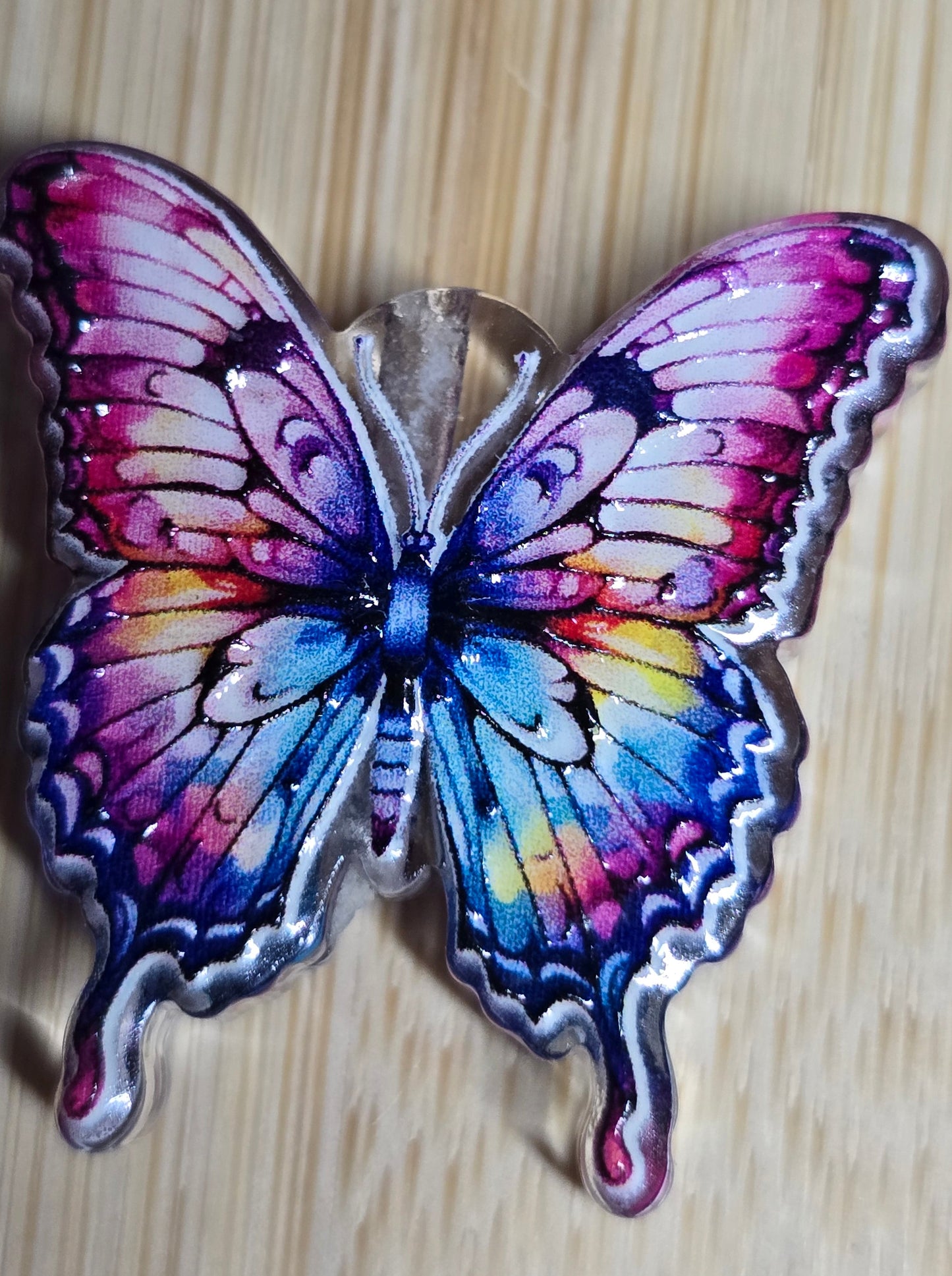 Acrylic focal beads colorful butterfly