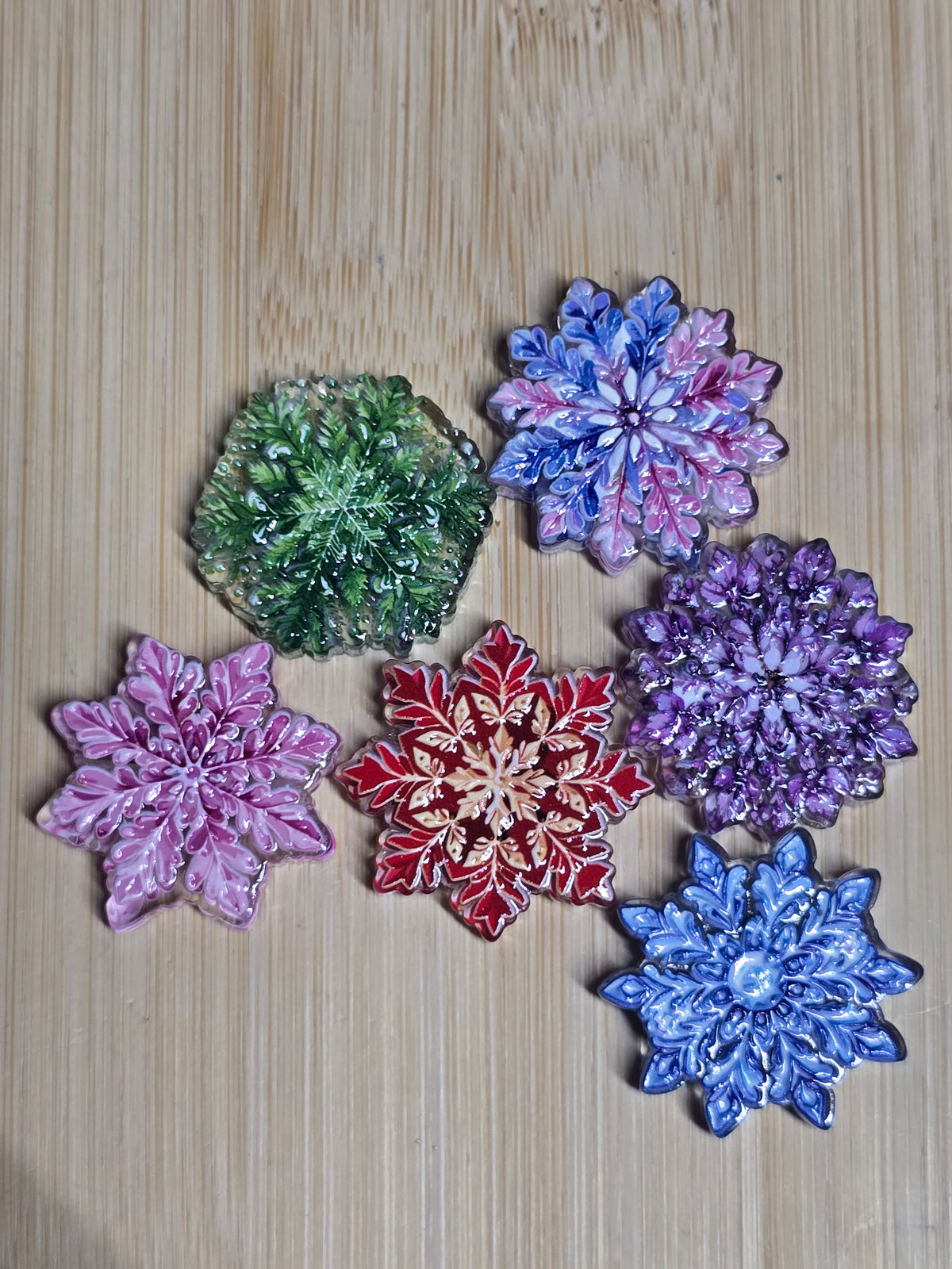 Acrylic focal beads- snowflakes