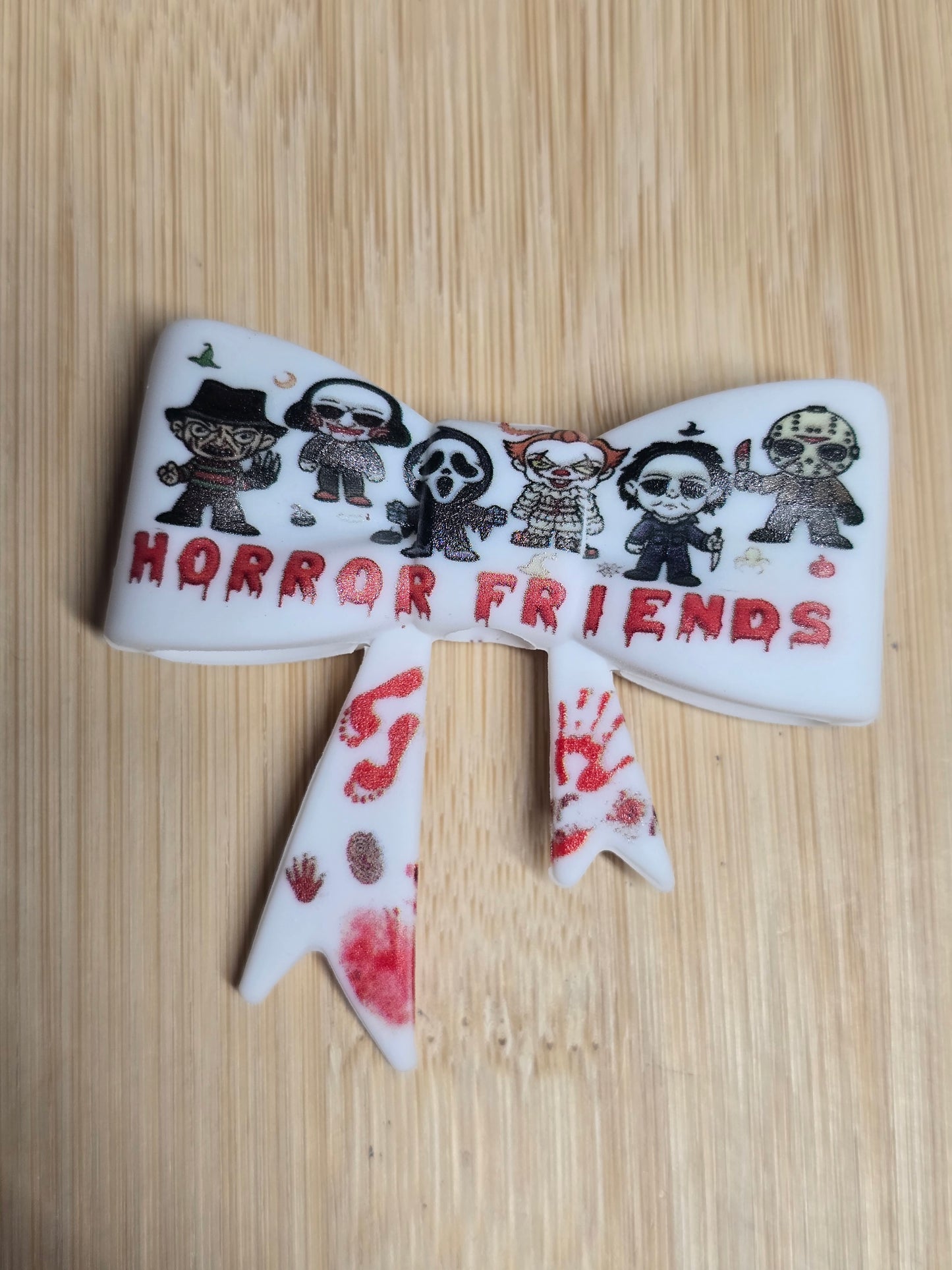 Silicone printed bow- Halloween horror characters