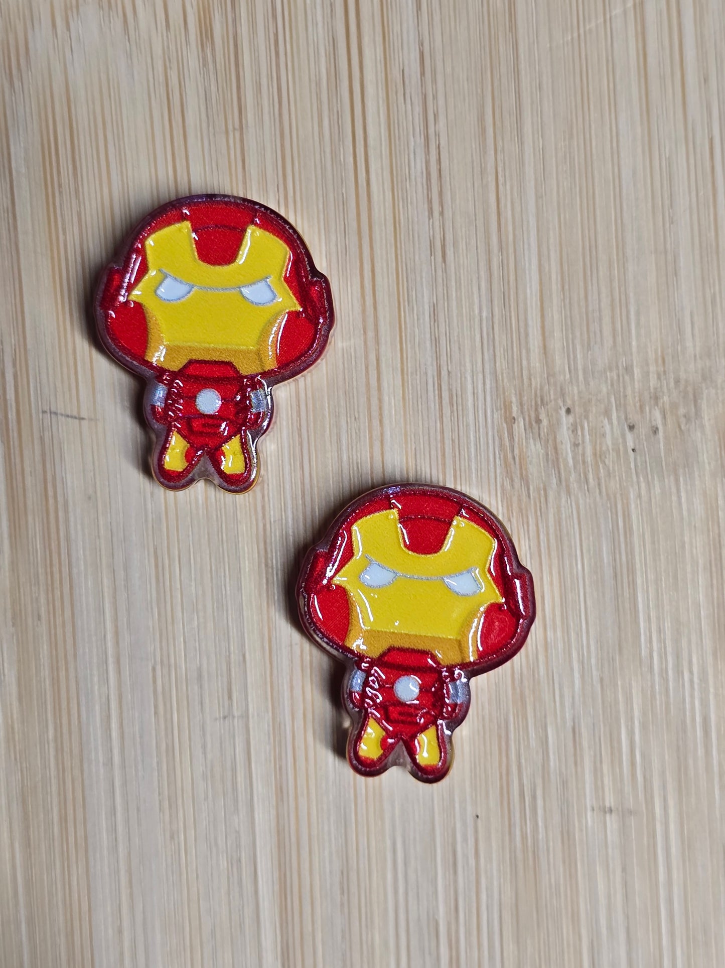 Acrylic focal beads red & yellow superhero