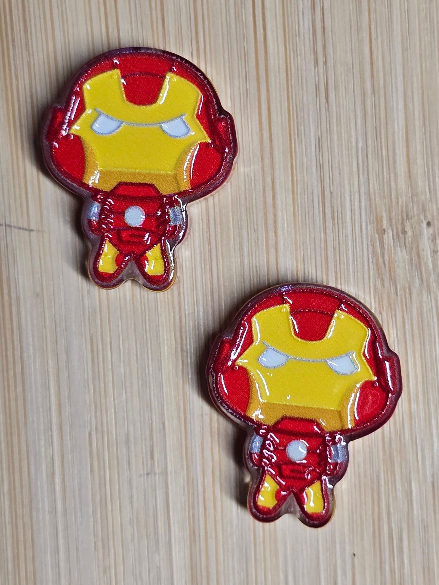 Acrylic focal beads red & yellow superhero