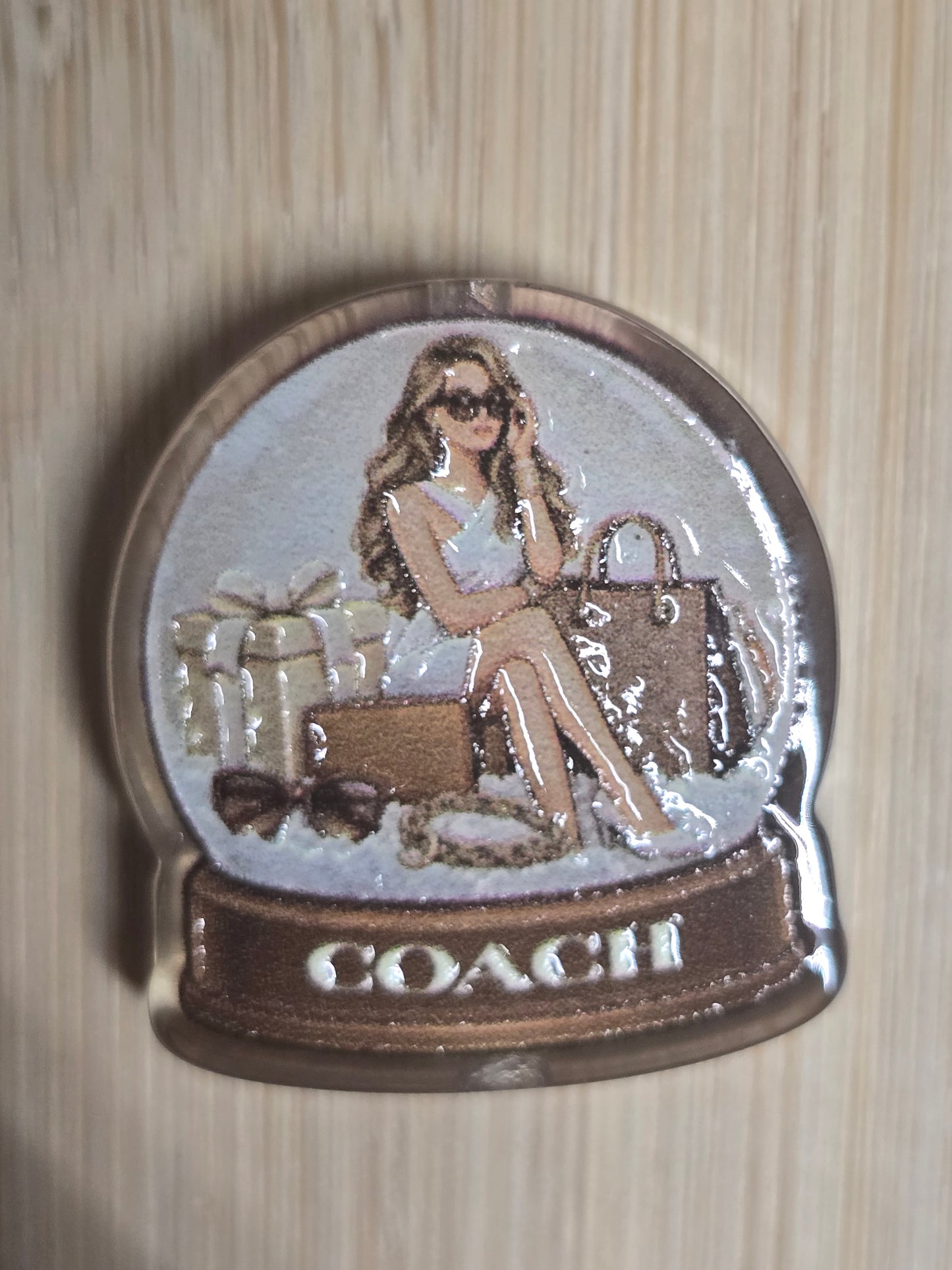 Acrylic focal beads designer snow globe