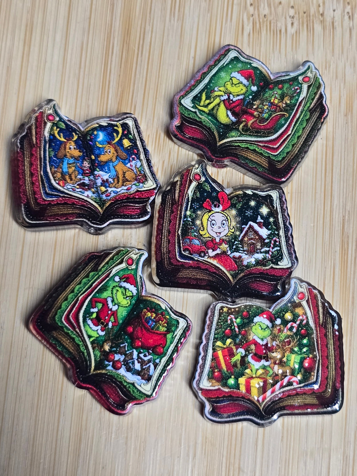 Acrylic focal beads- christmas book