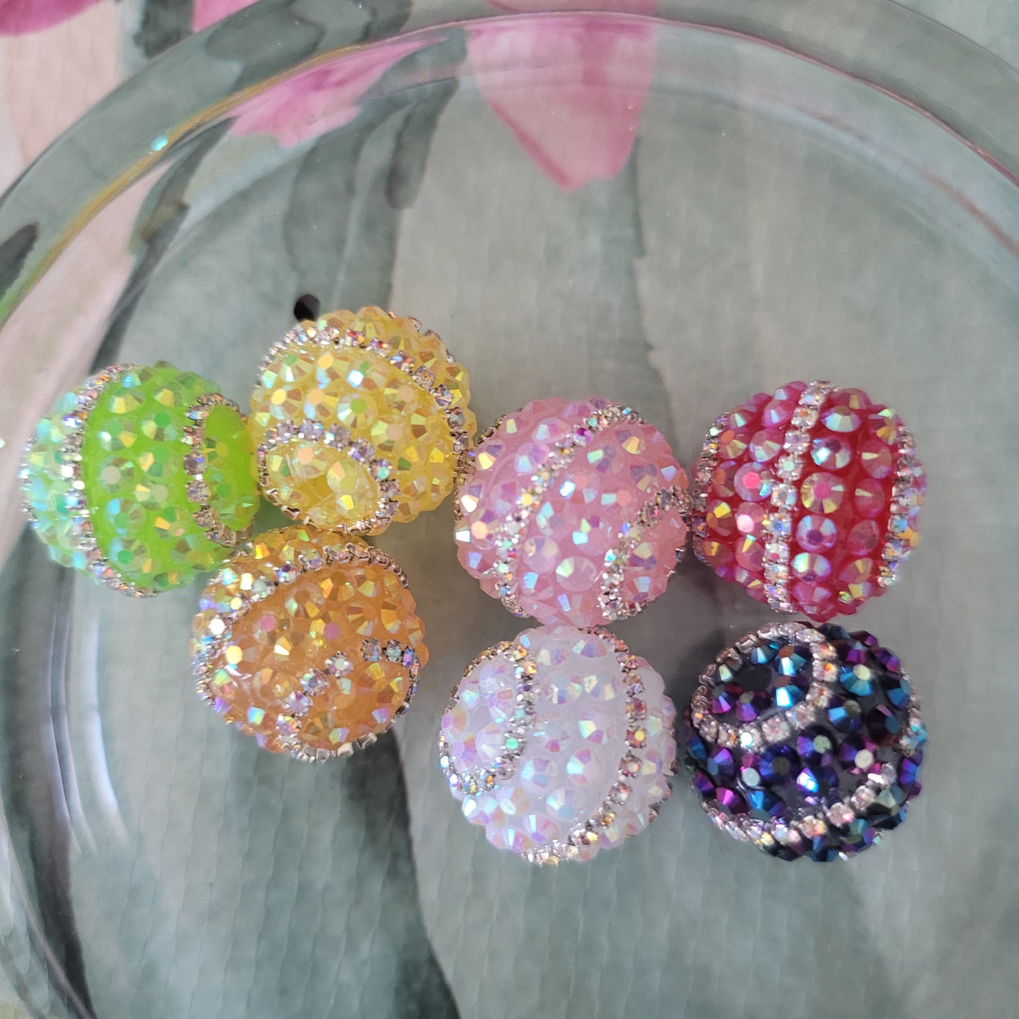 20mm acrylic rhinestone beads- 10pcs