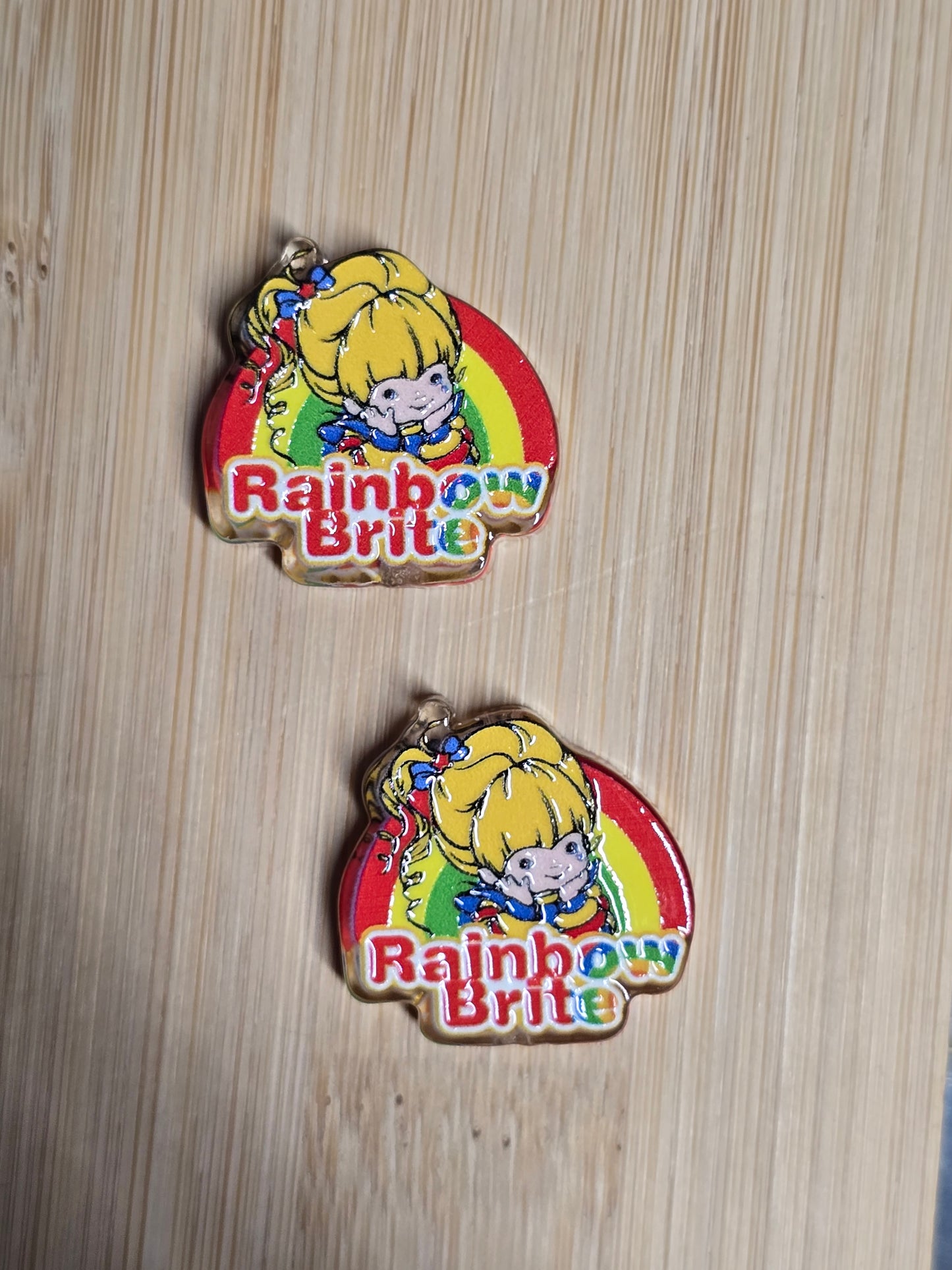 Acrylic focal beads- 80's character rainbow girl