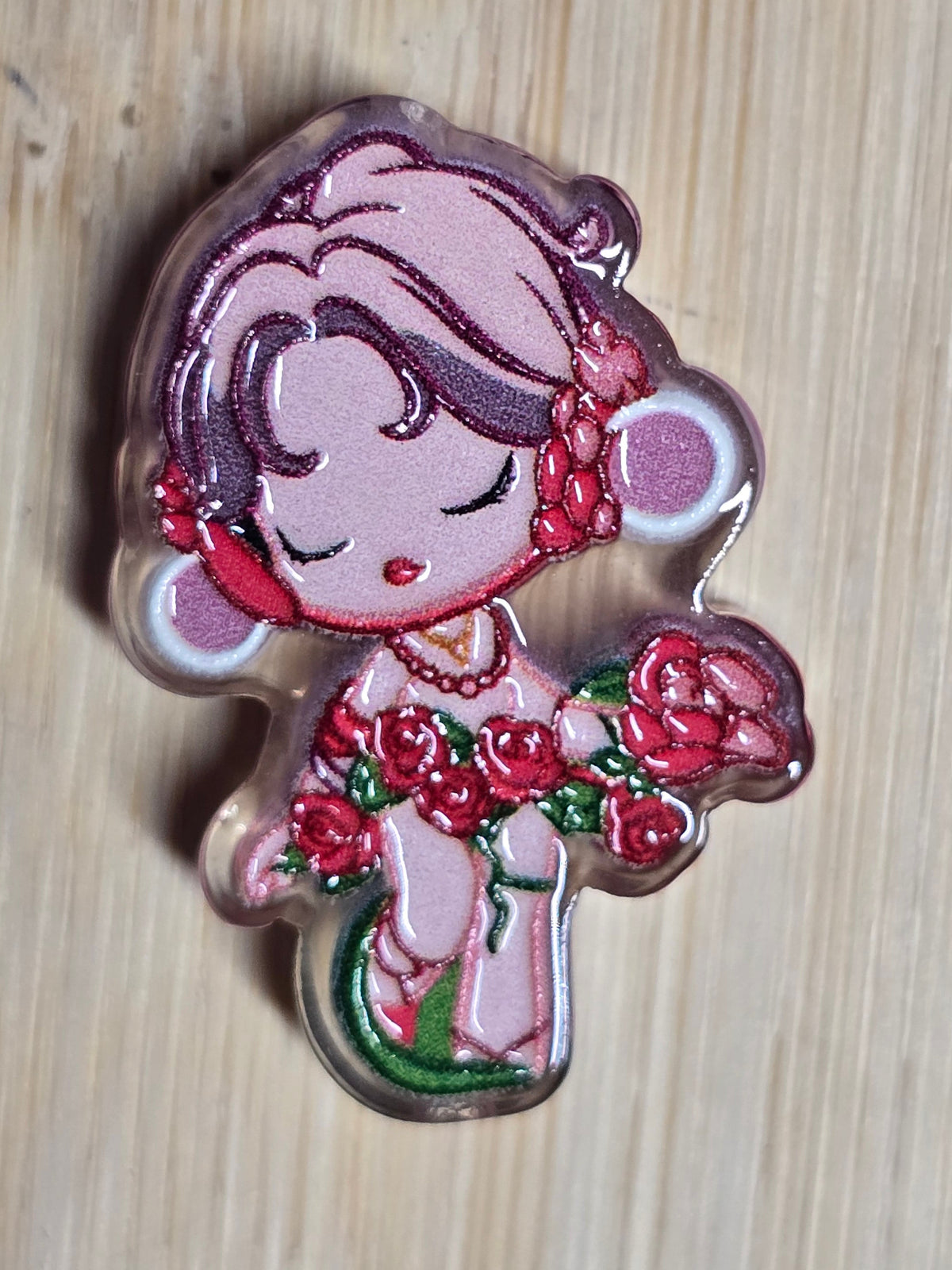 Acrylic focal beads red roses SP doll